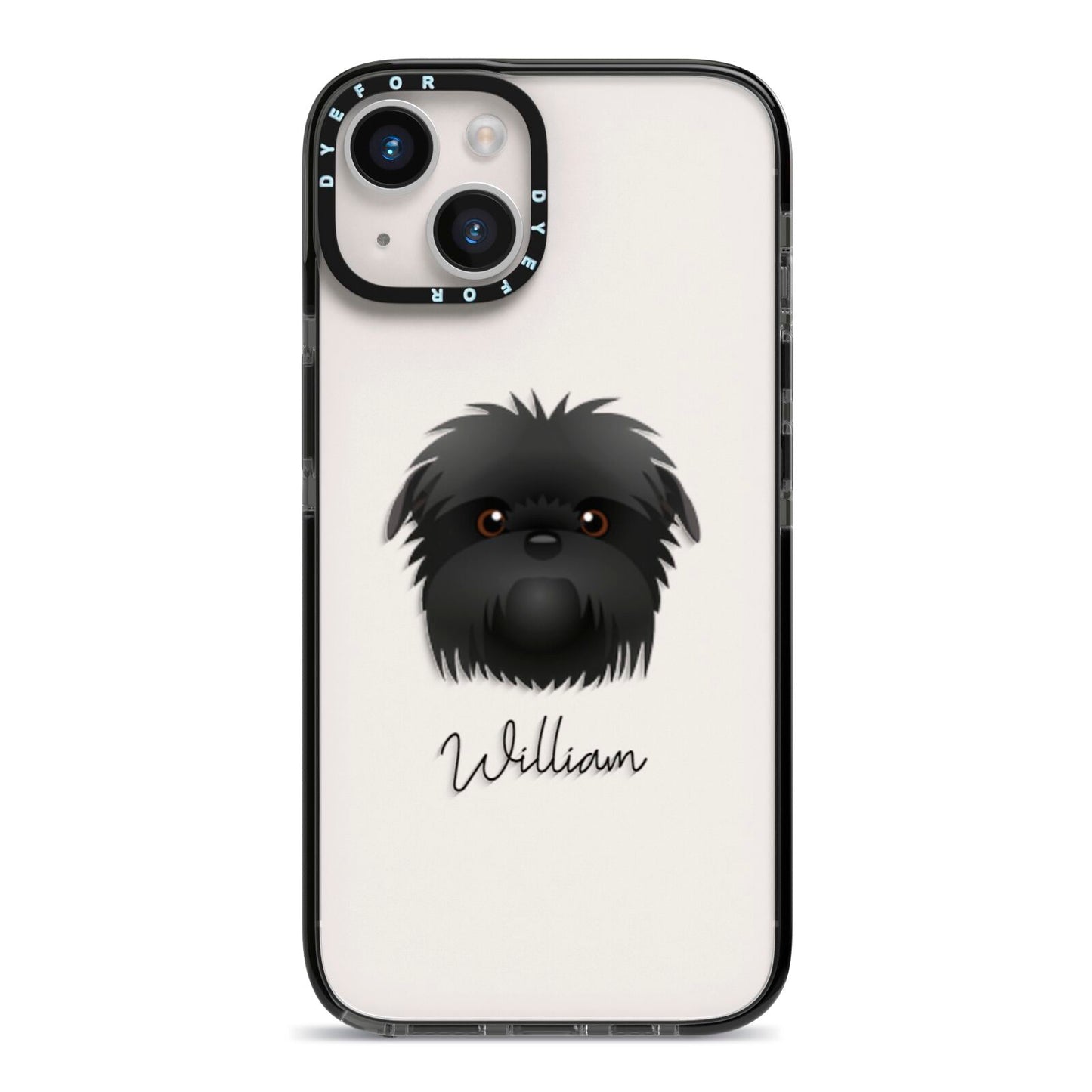 Affenpinscher Personalised iPhone 14 Black Impact Case on Silver phone