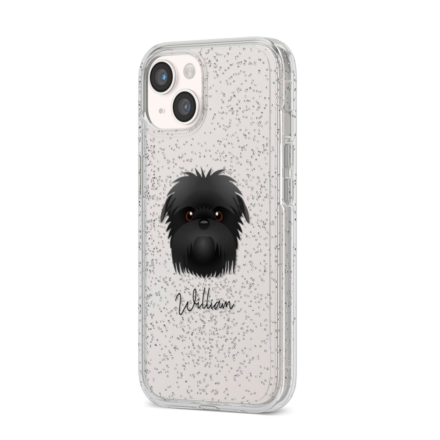 Affenpinscher Personalised iPhone 14 Glitter Tough Case Starlight Angled Image