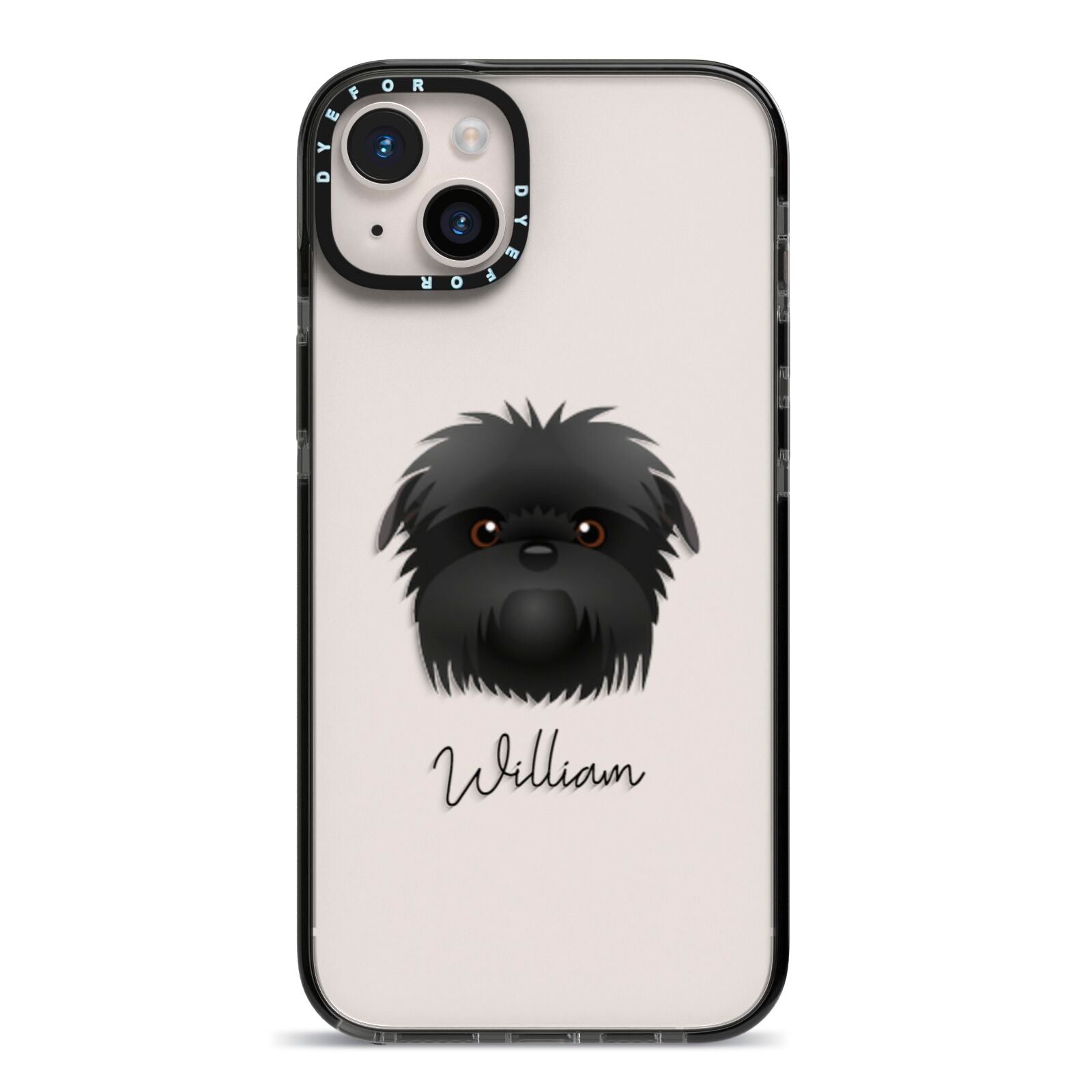 Affenpinscher Personalised iPhone 14 Plus Black Impact Case on Silver phone