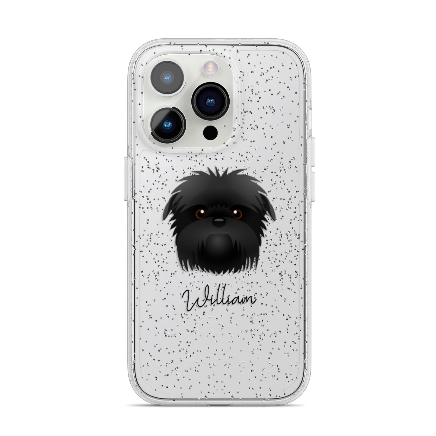 Affenpinscher Personalised iPhone 14 Pro Glitter Tough Case Silver