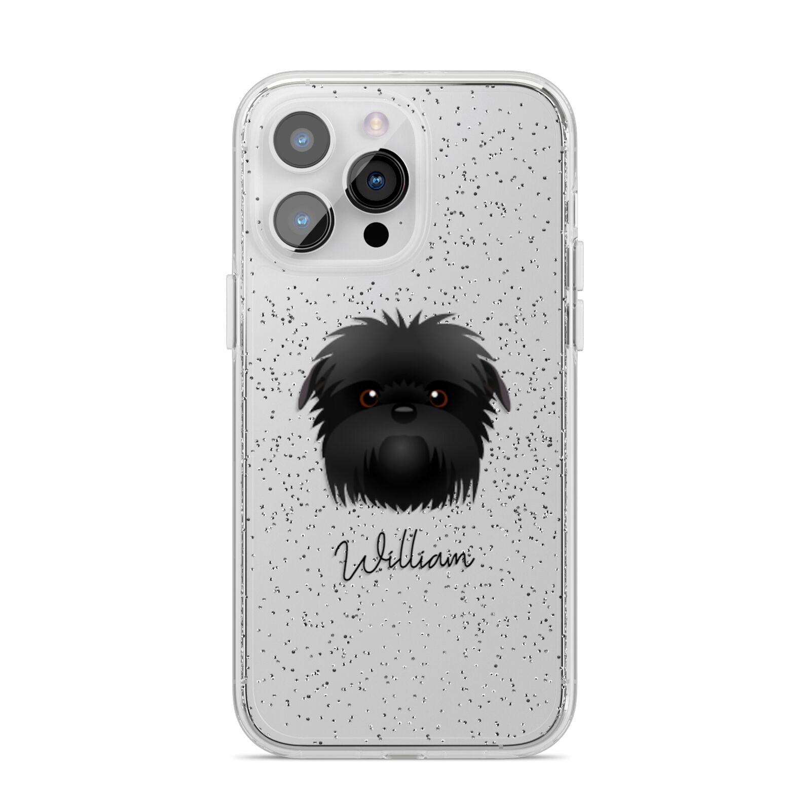 Affenpinscher Personalised iPhone 14 Pro Max Glitter Tough Case Silver