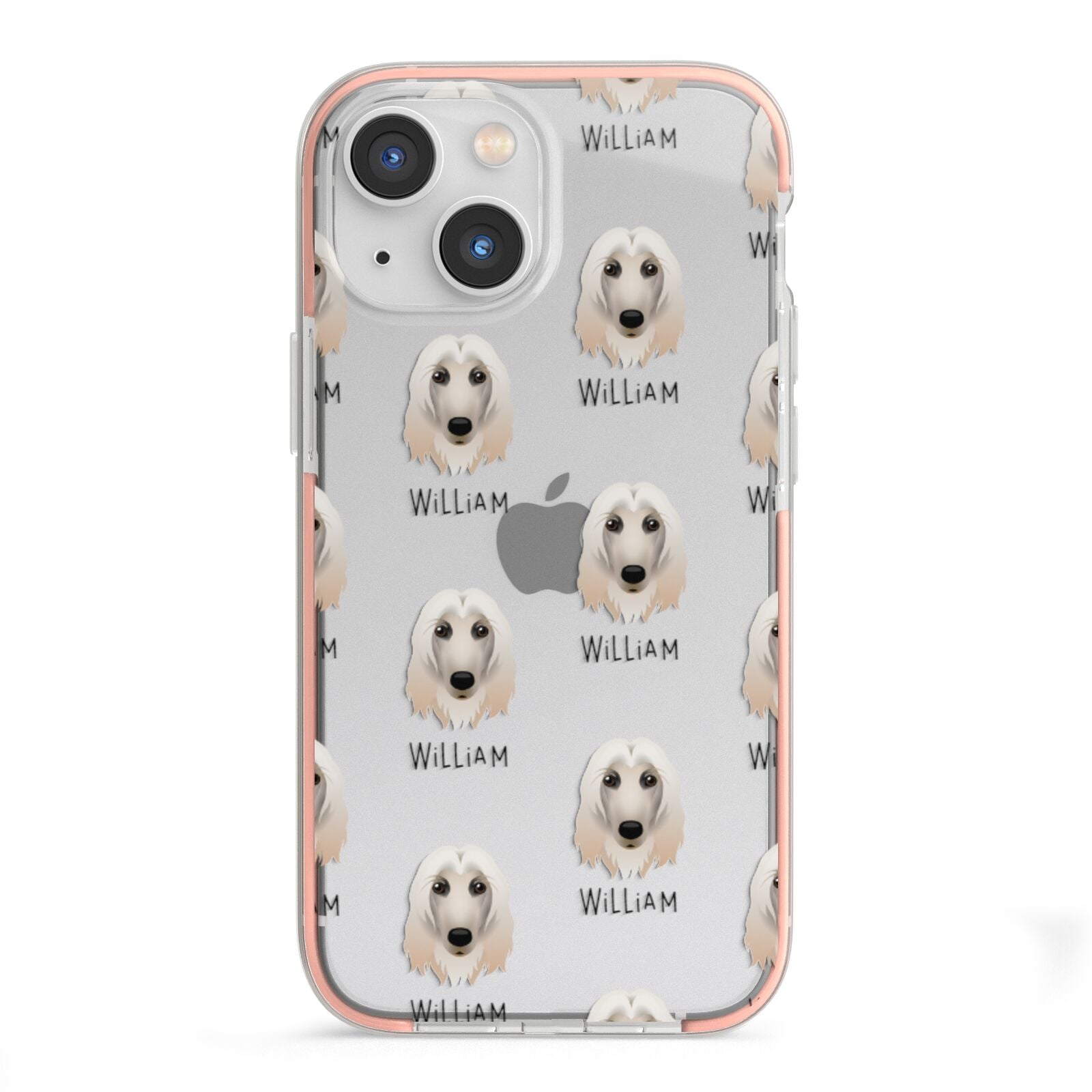 Afghan Hound Icon with Name iPhone 13 Mini TPU Impact Case with Pink Edges