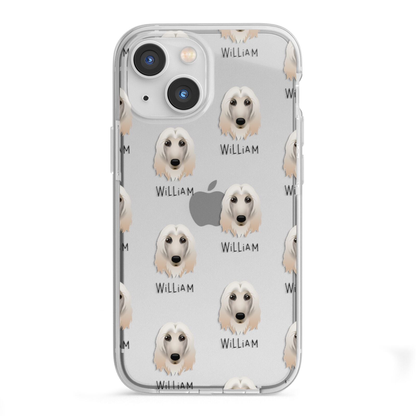 Afghan Hound Icon with Name iPhone 13 Mini TPU Impact Case with White Edges