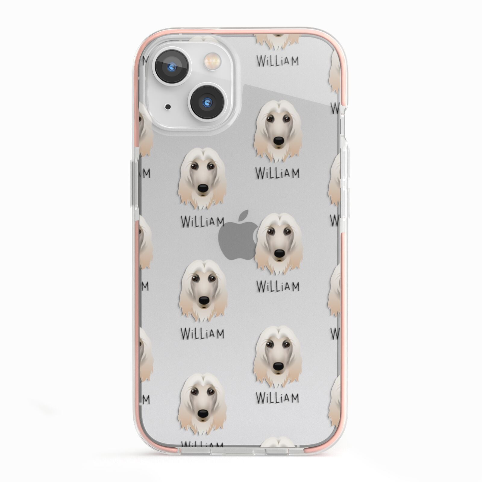 Afghan Hound Icon with Name iPhone 13 TPU Impact Case with Pink Edges