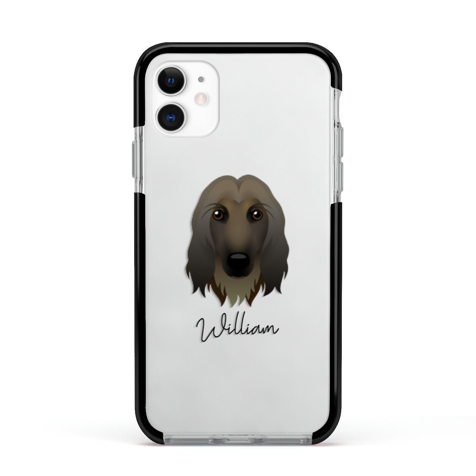 Afghan Hound Personalised Apple iPhone 11 in White with Black Impact Case