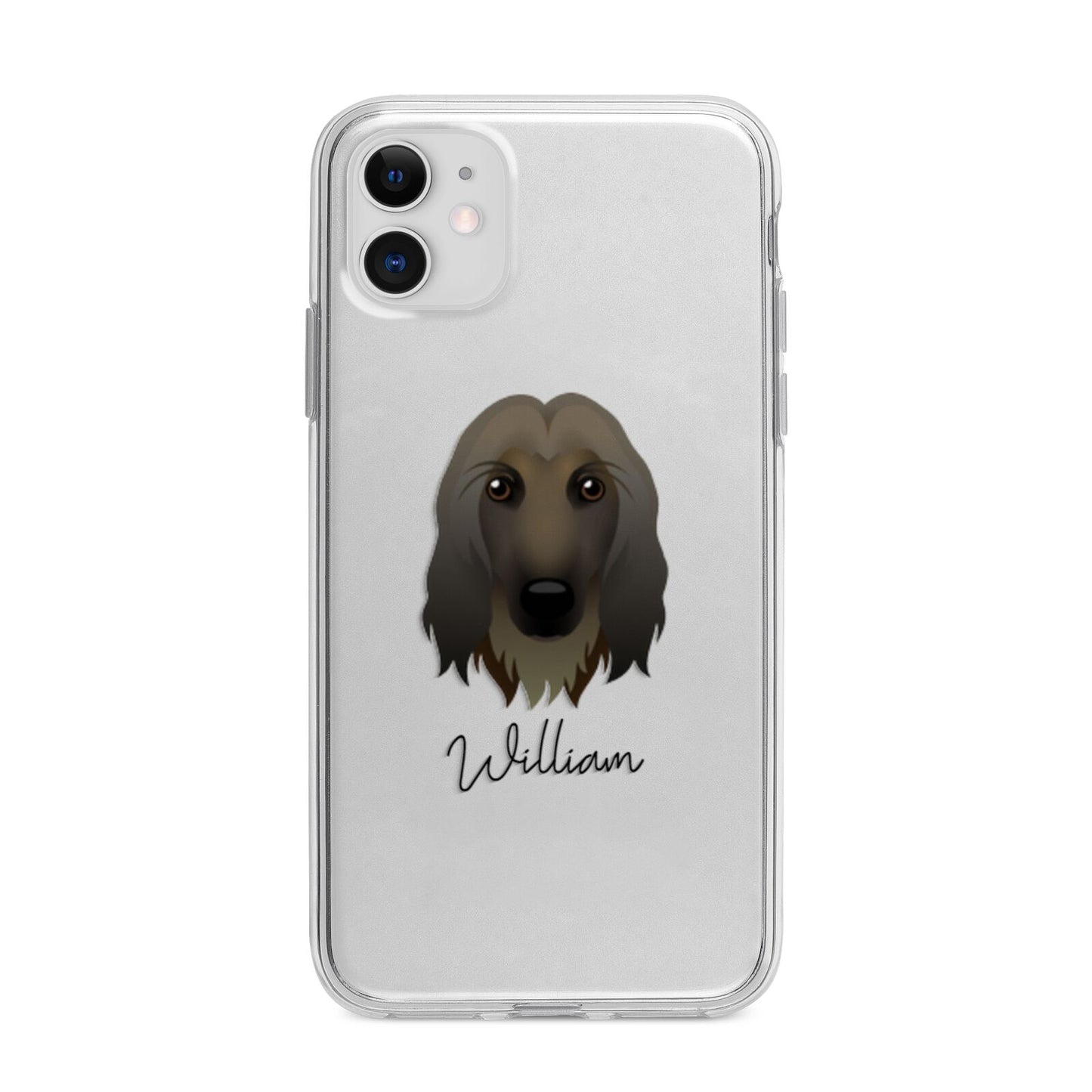 Afghan Hound Personalised Apple iPhone 11 in White with Bumper Case