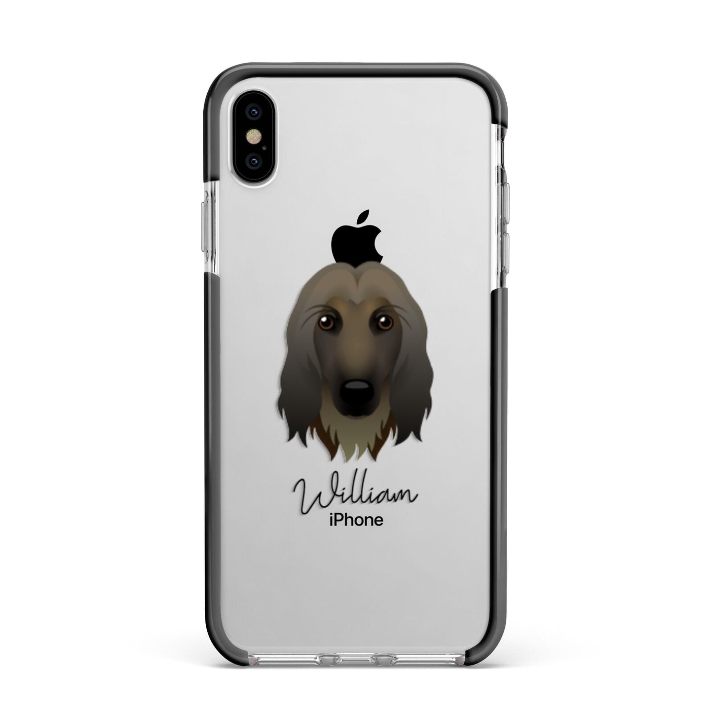 Afghan Hound Personalised Apple iPhone Xs Max Impact Case Black Edge on Silver Phone