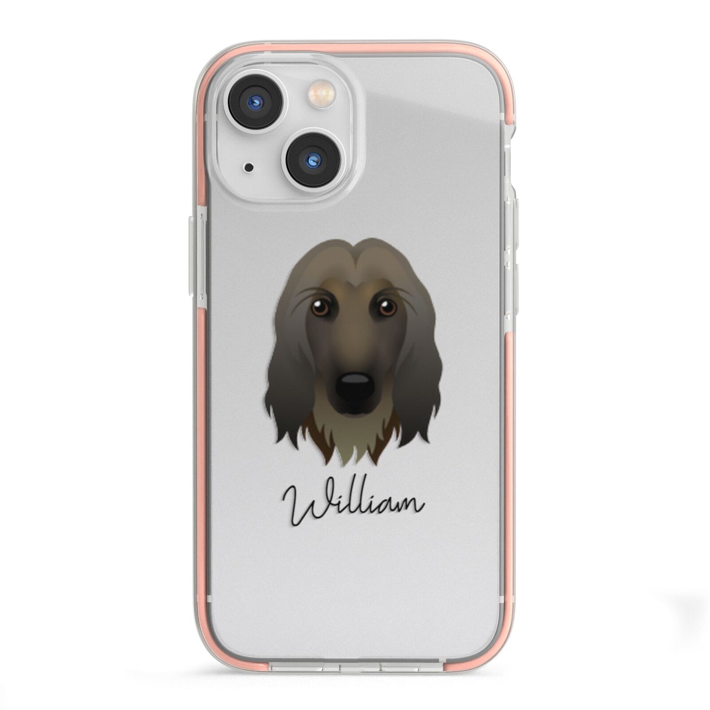 Afghan Hound Personalised iPhone 13 Mini TPU Impact Case with Pink Edges