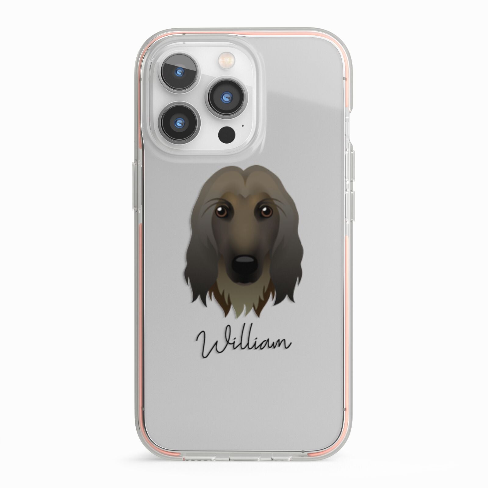 Afghan Hound Personalised iPhone 13 Pro TPU Impact Case with Pink Edges