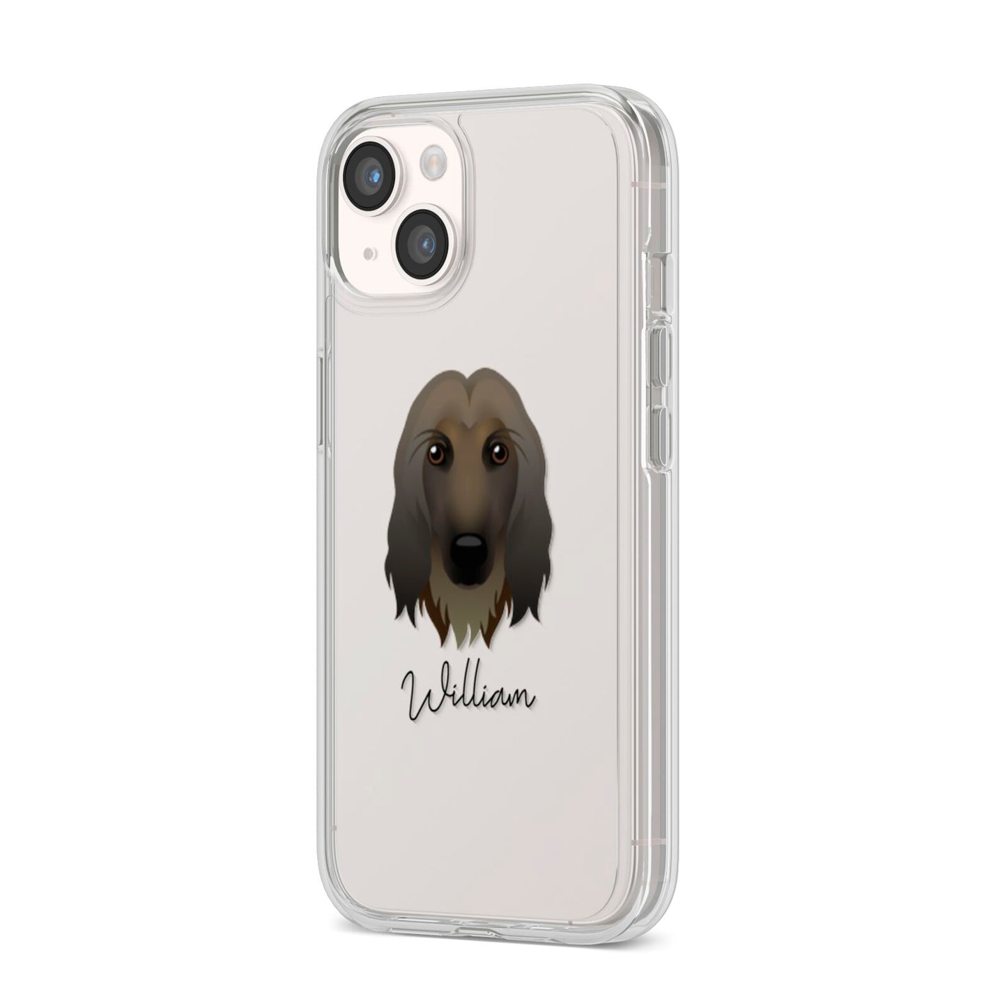 Afghan Hound Personalised iPhone 14 Clear Tough Case Starlight Angled Image