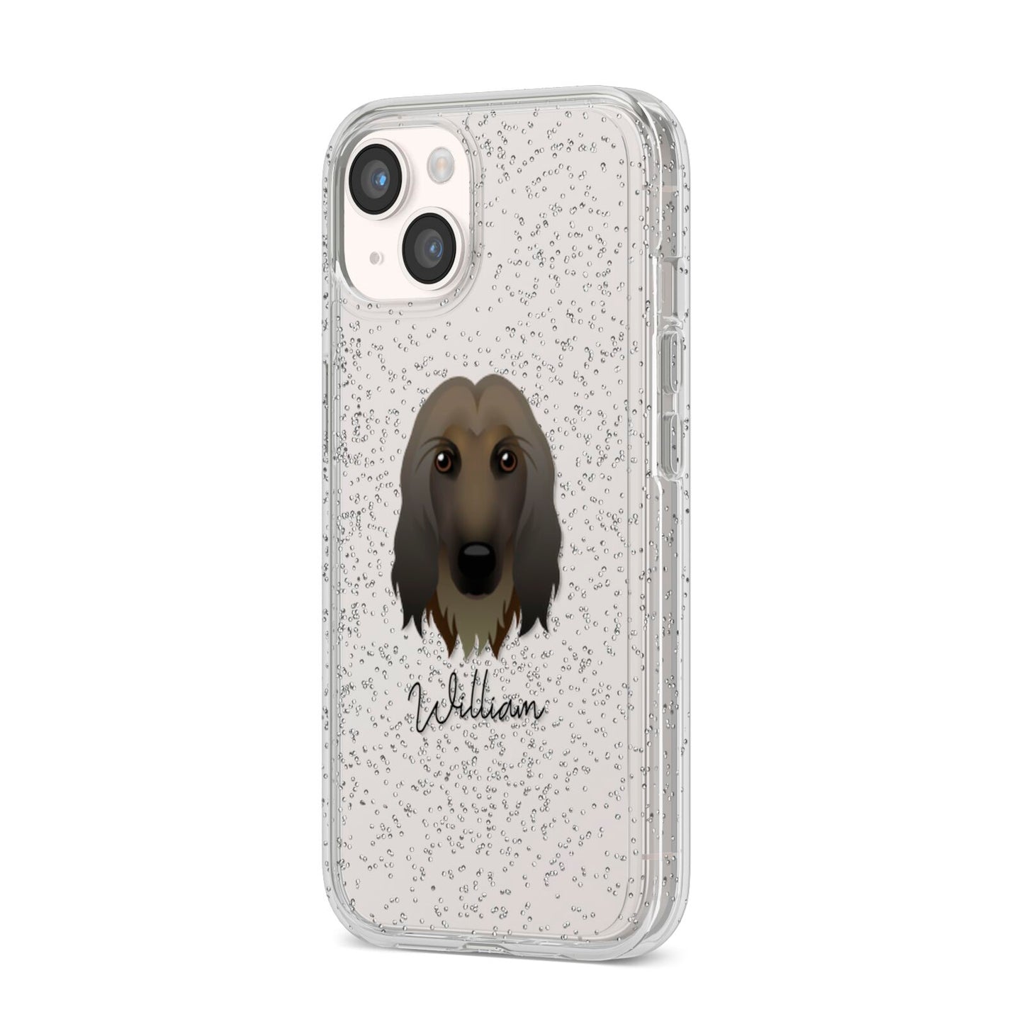 Afghan Hound Personalised iPhone 14 Glitter Tough Case Starlight Angled Image