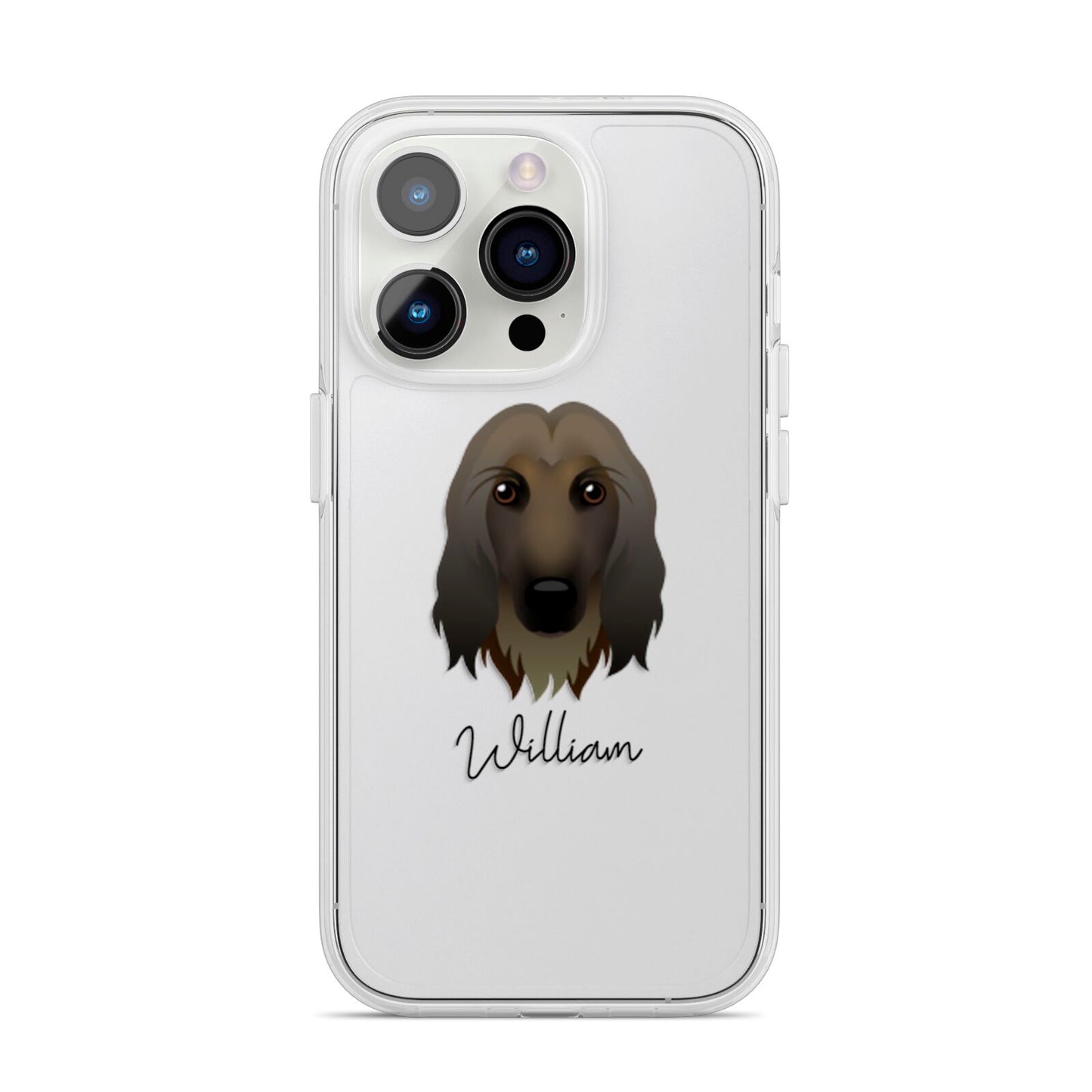 Afghan Hound Personalised iPhone 14 Pro Clear Tough Case Silver