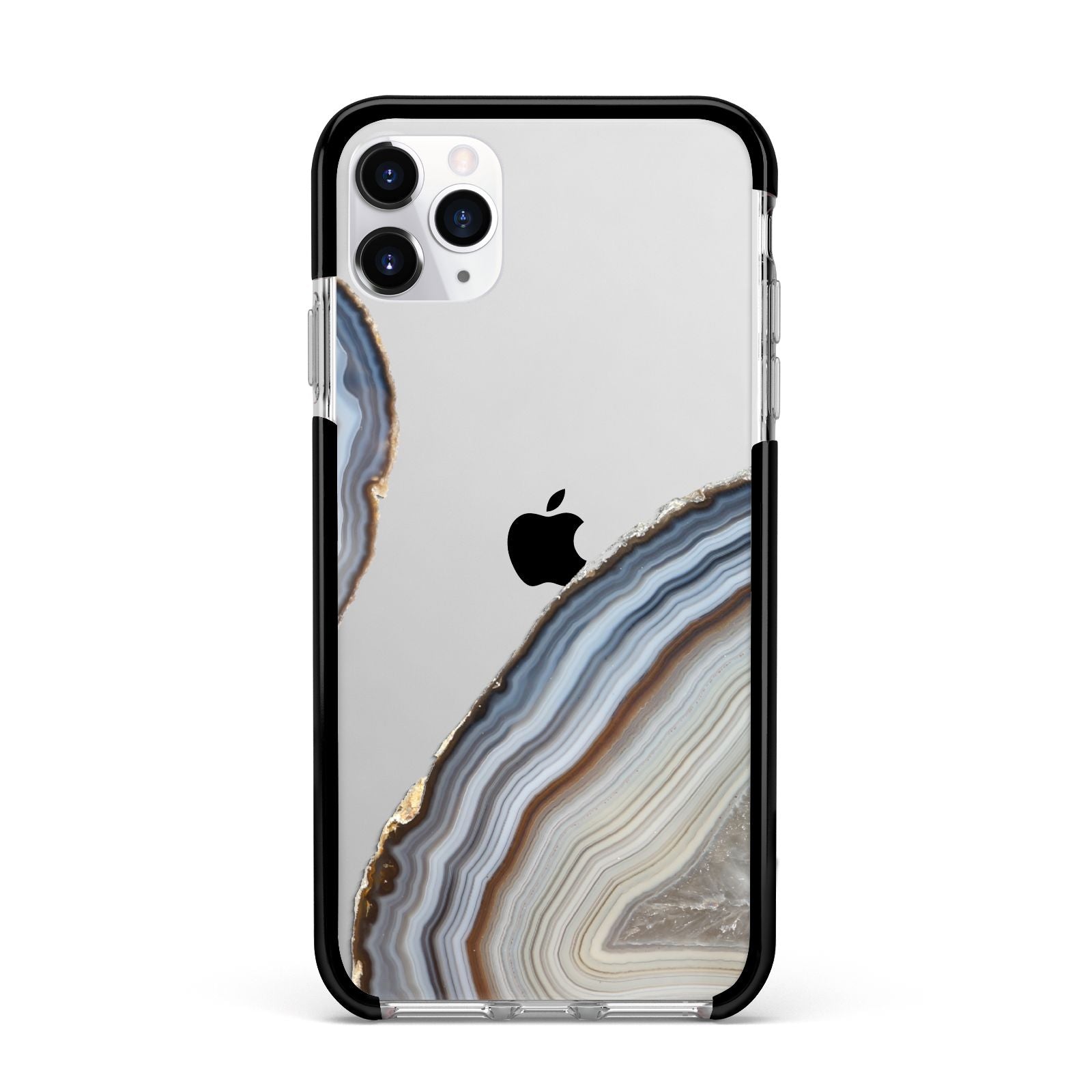 Agate Blue Grey Apple iPhone 11 Pro Max in Silver with Black Impact Case