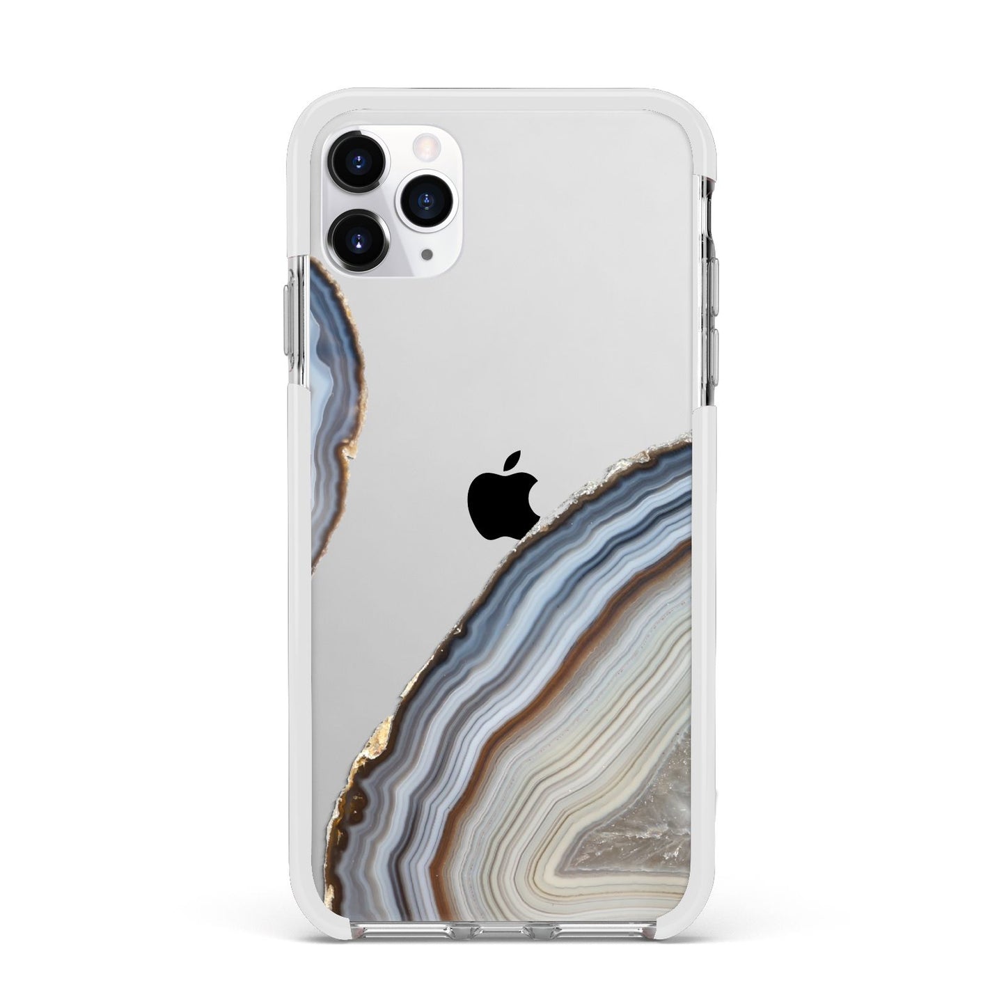 Agate Blue Grey Apple iPhone 11 Pro Max in Silver with White Impact Case