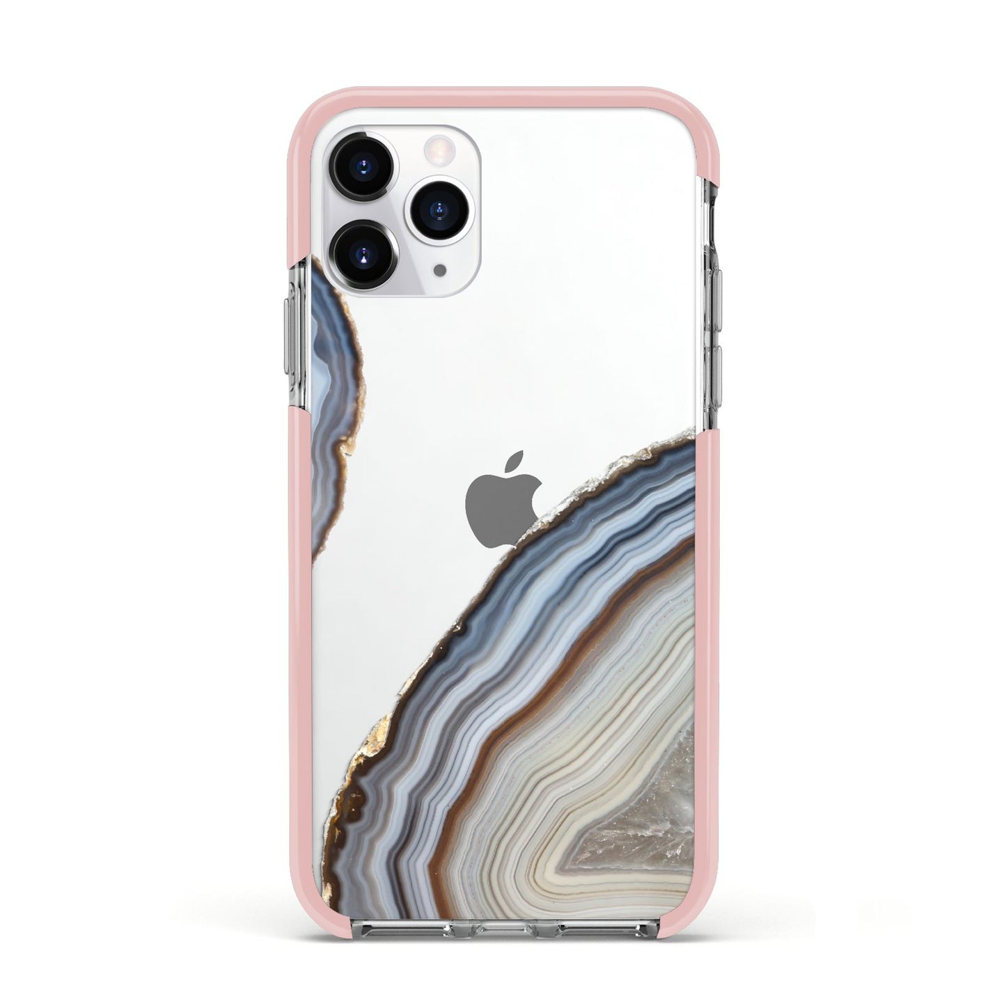 Agate Blue Grey Apple iPhone 11 Pro in Silver with Pink Impact Case