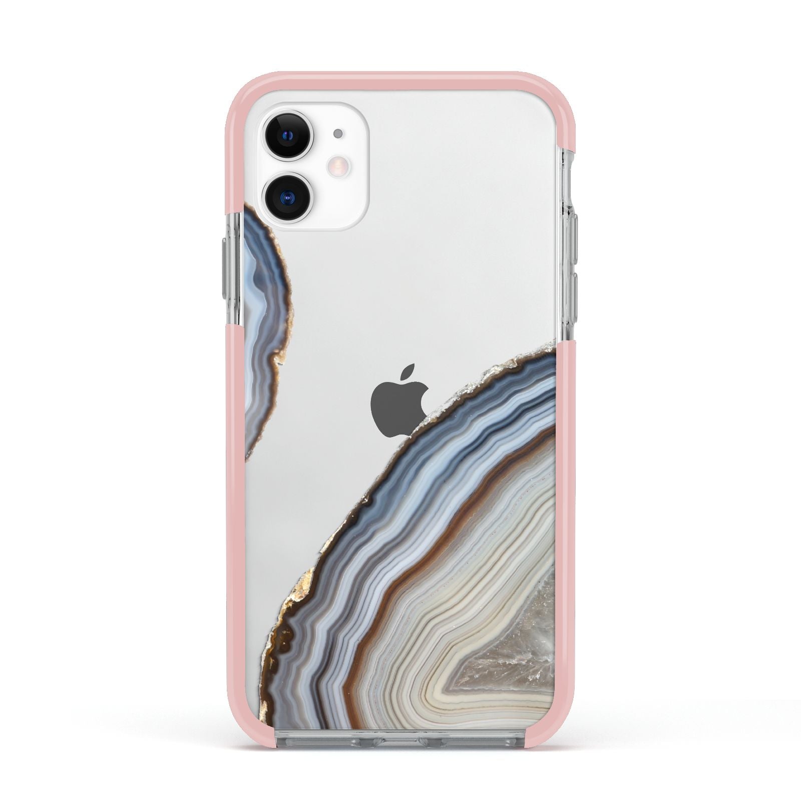 Agate Blue Grey Apple iPhone 11 in White with Pink Impact Case