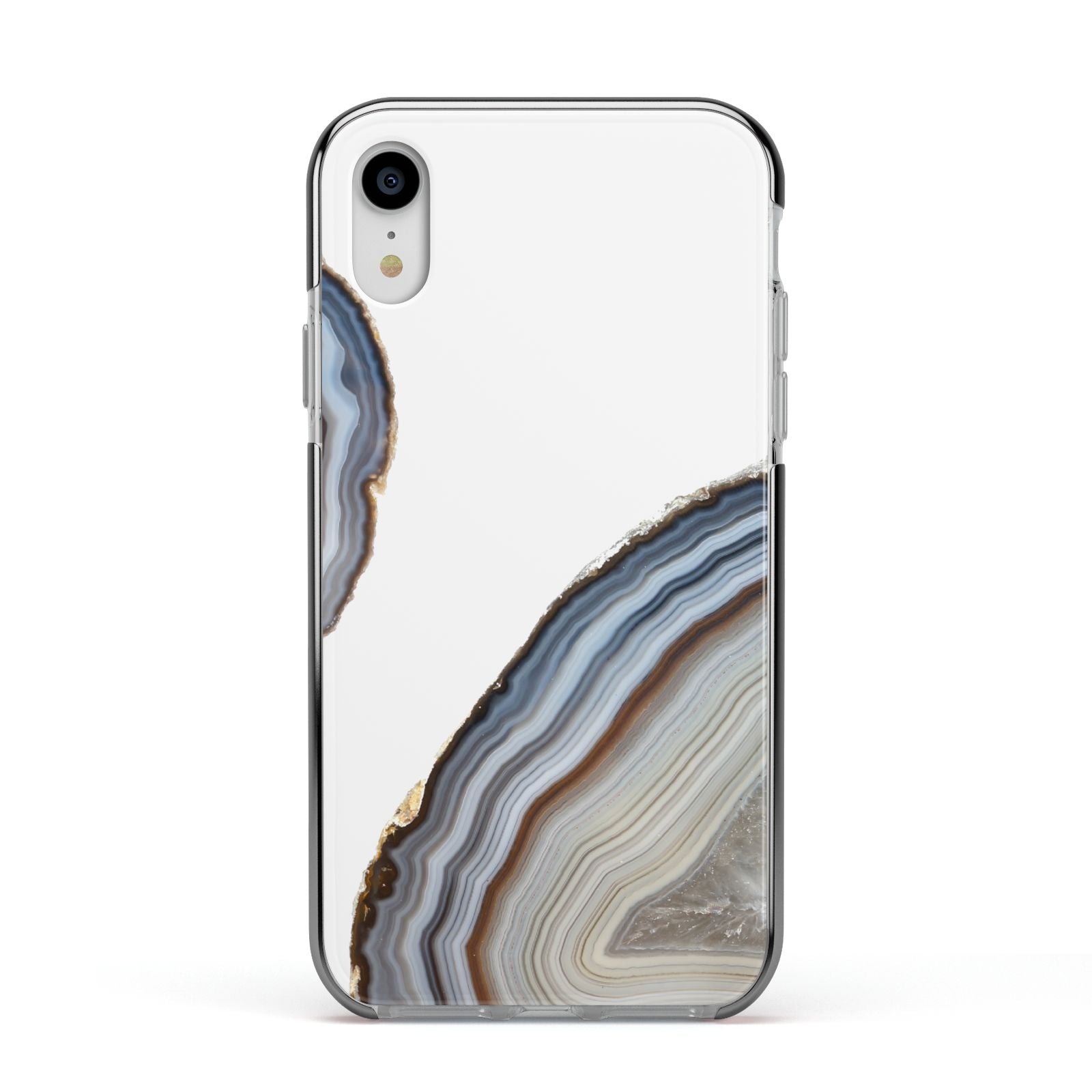 Agate Blue Grey Apple iPhone XR Impact Case Black Edge on Silver Phone