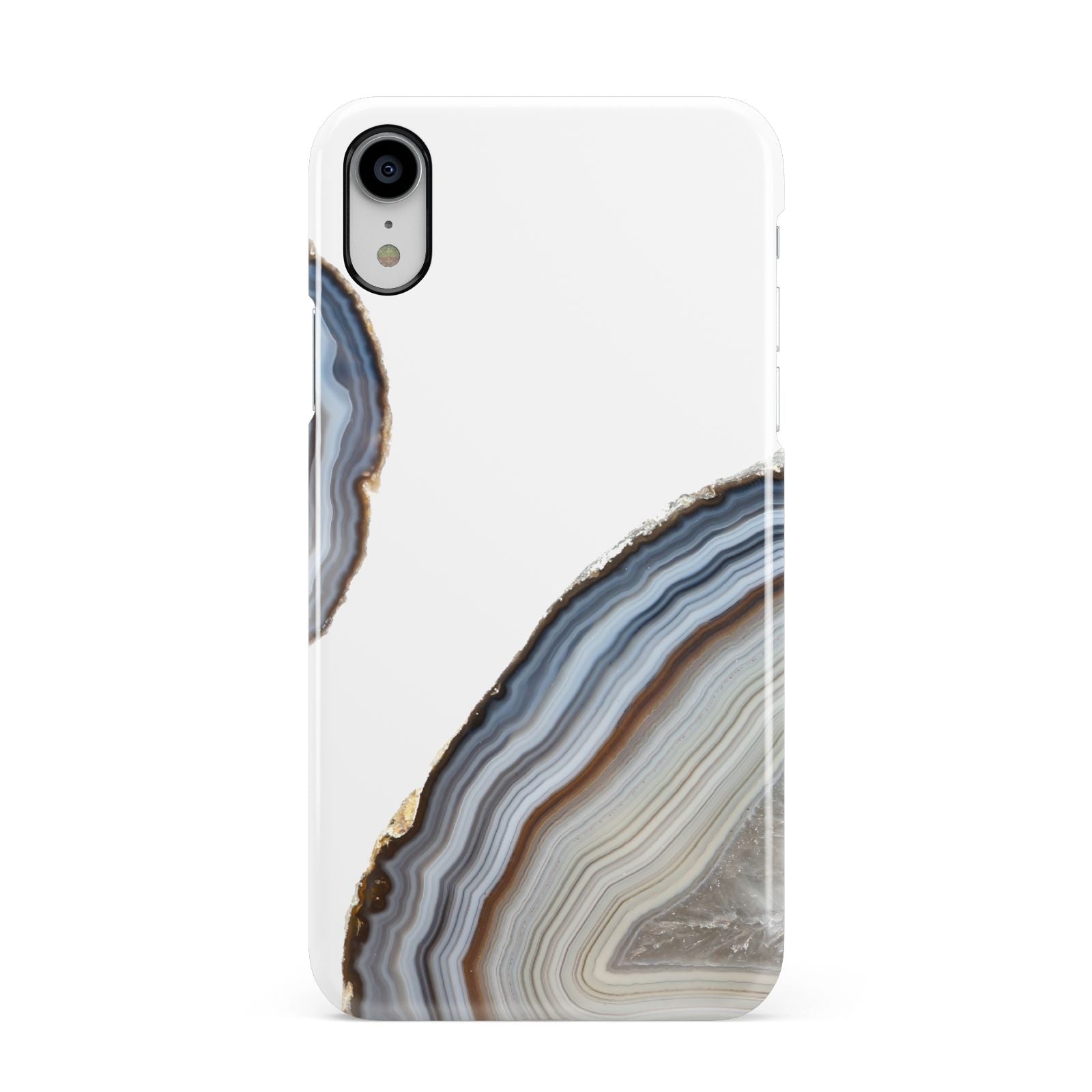 Agate Blue Grey Apple iPhone XR White 3D Snap Case