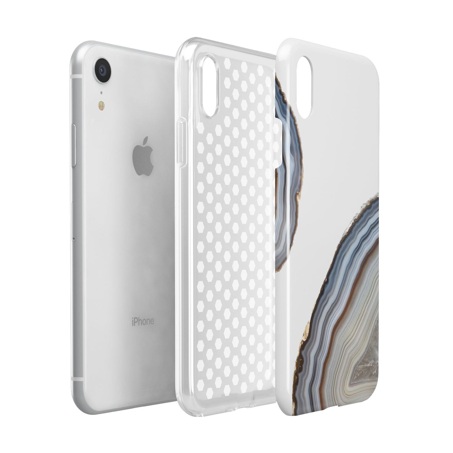 Agate Blue Grey Apple iPhone XR White 3D Tough Case Expanded view