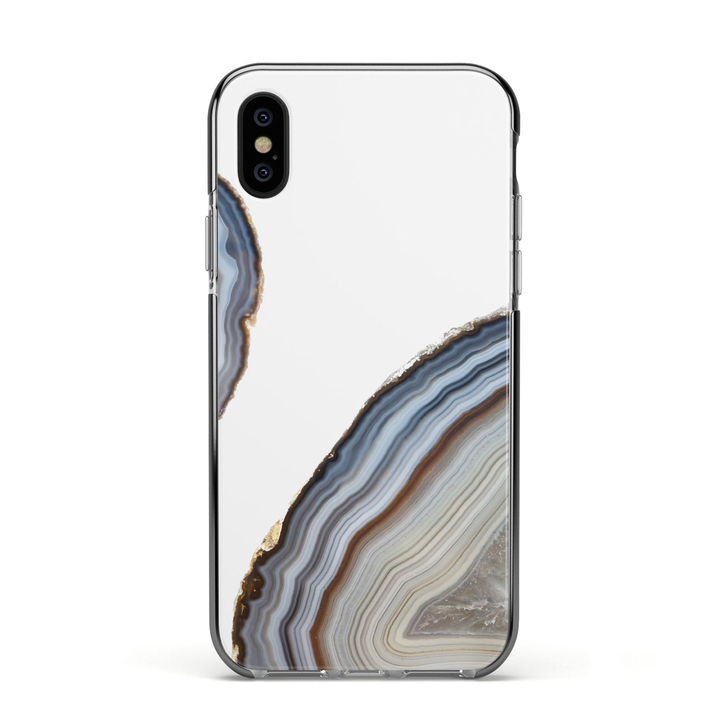 Agate Blue Grey Apple iPhone Xs Impact Case Black Edge on Black Phone