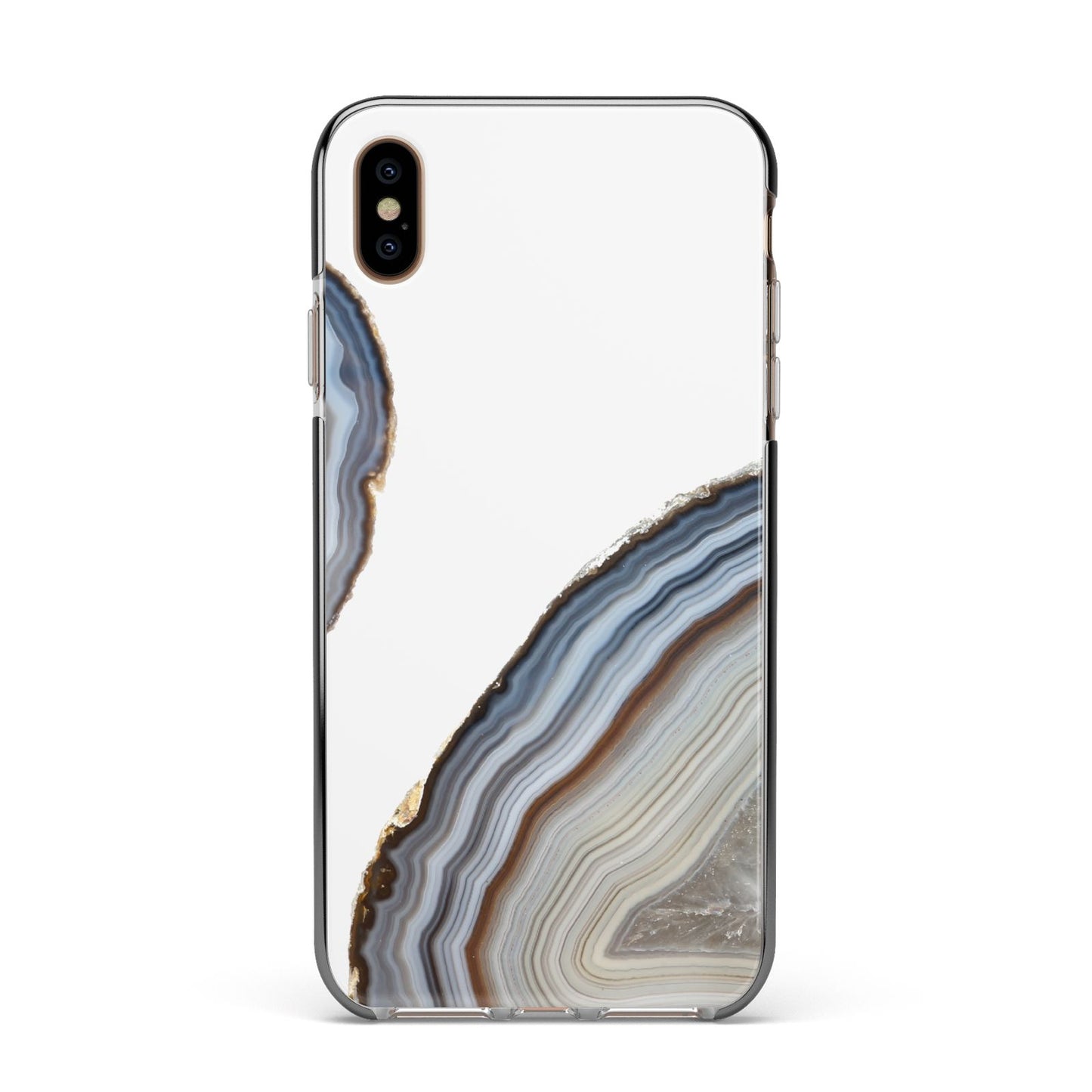 Agate Blue Grey Apple iPhone Xs Max Impact Case Black Edge on Gold Phone