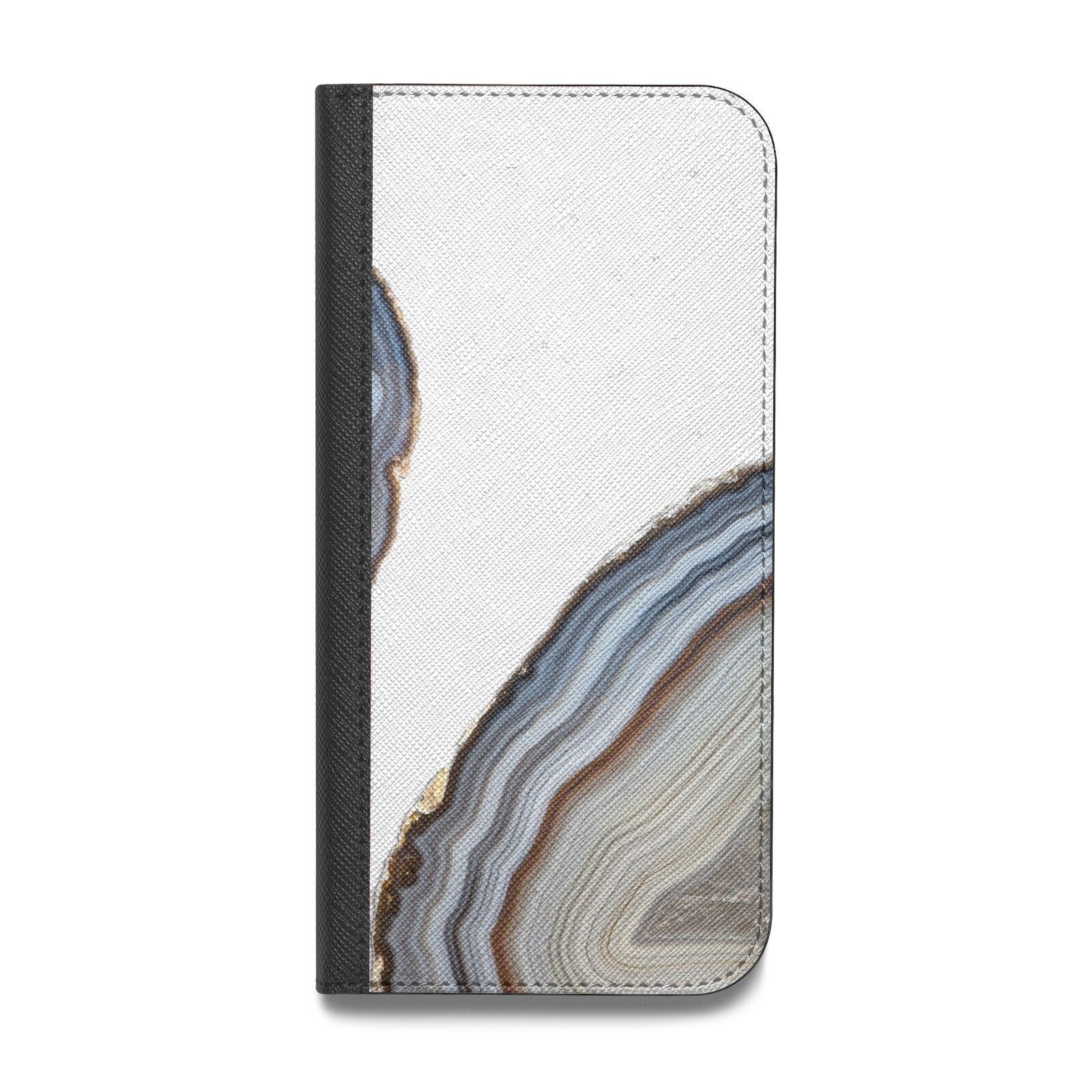 Agate Blue Grey Vegan Leather Flip iPhone Case