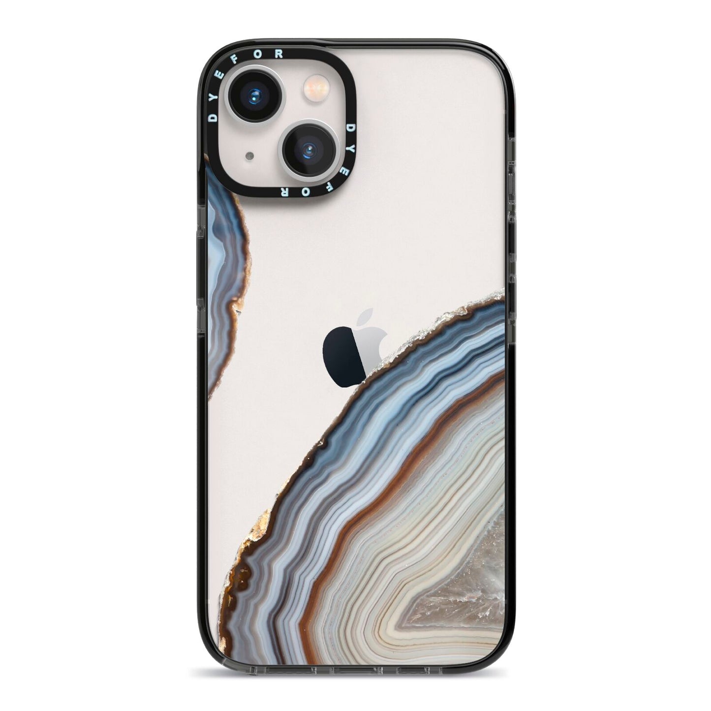 Agate Blue Grey iPhone 13 Black Impact Case on Silver phone