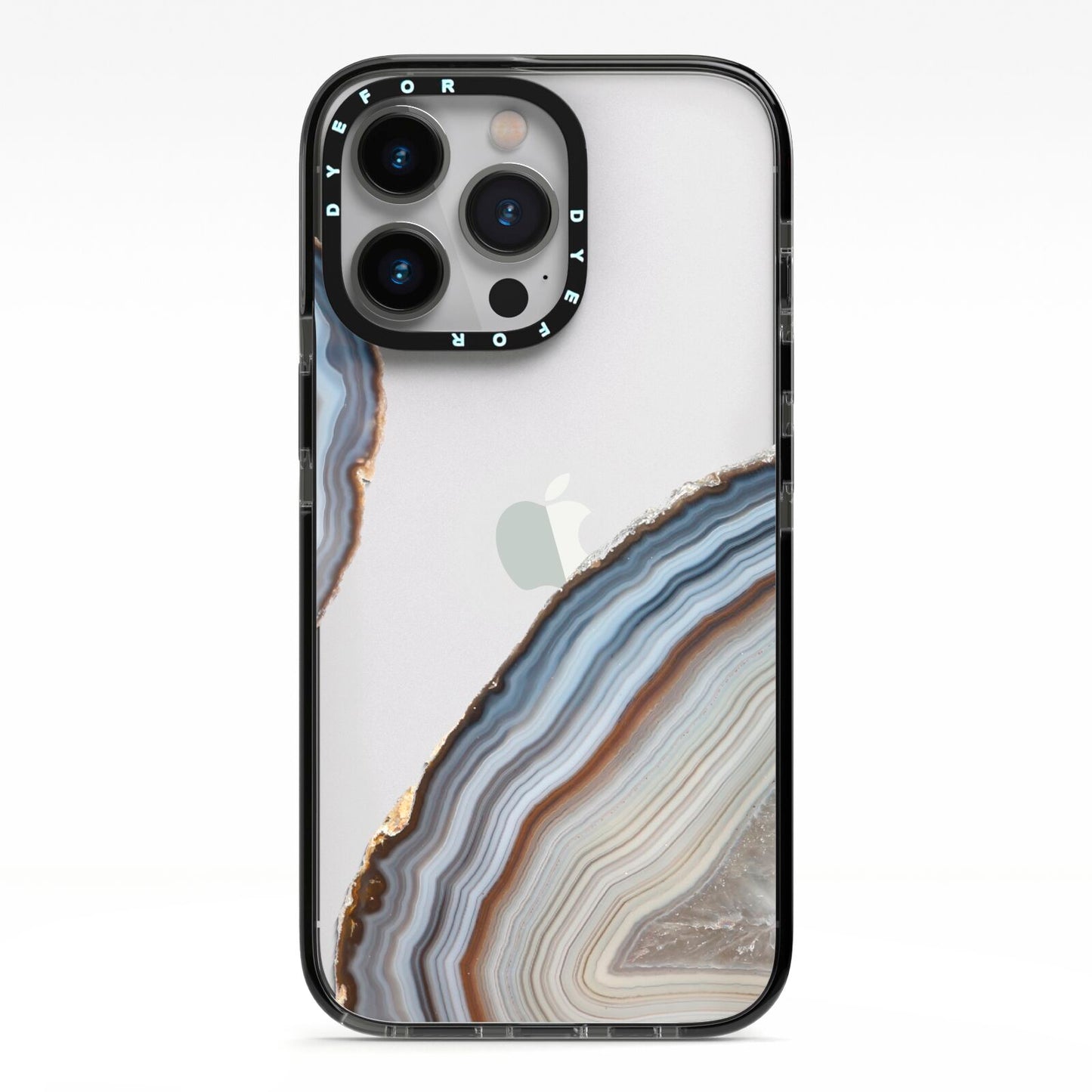 Agate Blue Grey iPhone 13 Pro Black Impact Case on Silver phone