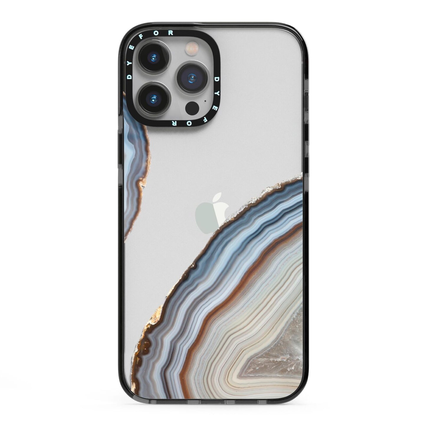 Agate Blue Grey iPhone 13 Pro Max Black Impact Case on Silver phone