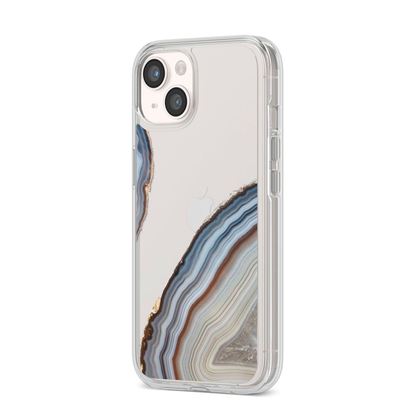 Agate Blue Grey iPhone 14 Clear Tough Case Starlight Angled Image