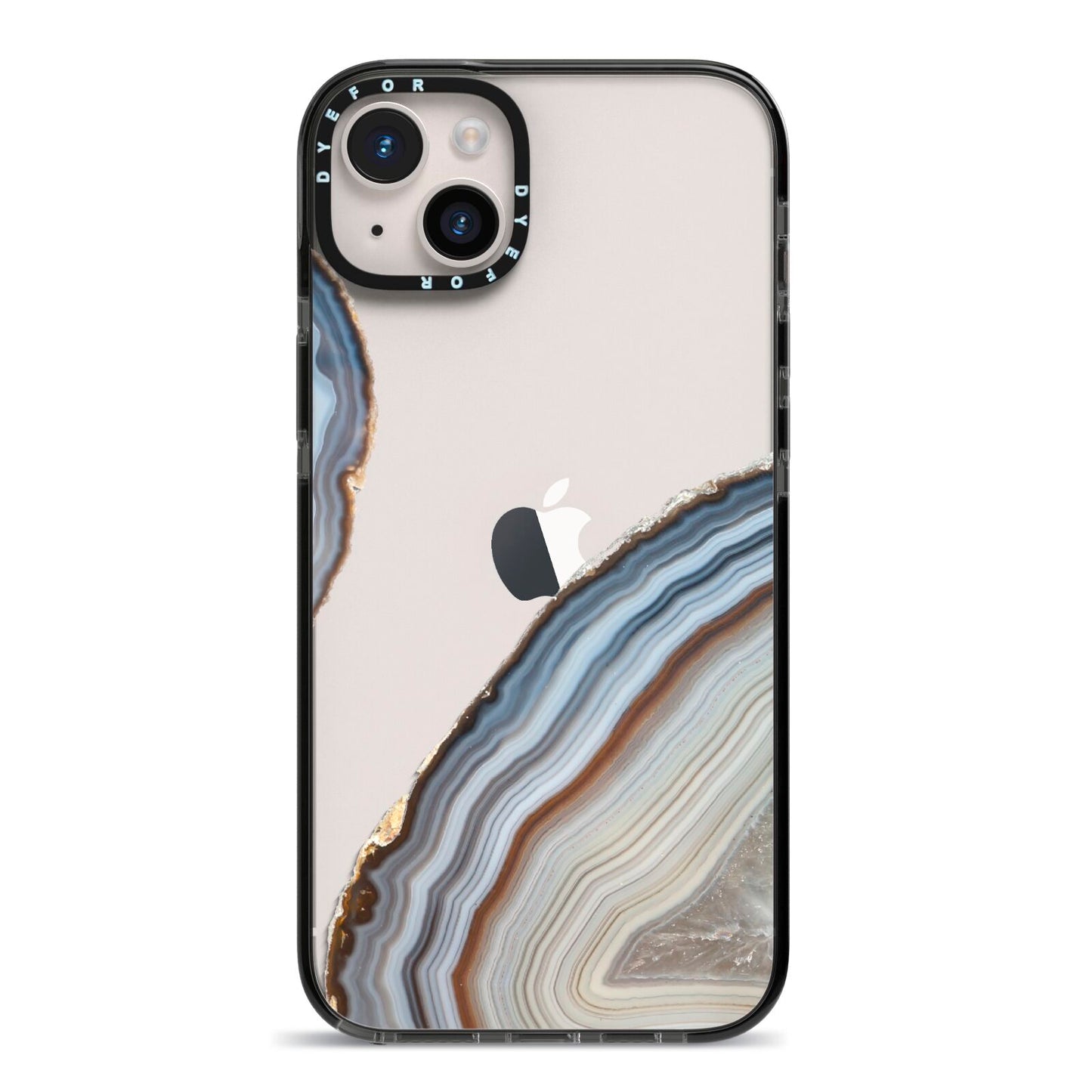 Agate Blue Grey iPhone 14 Plus Black Impact Case on Silver phone