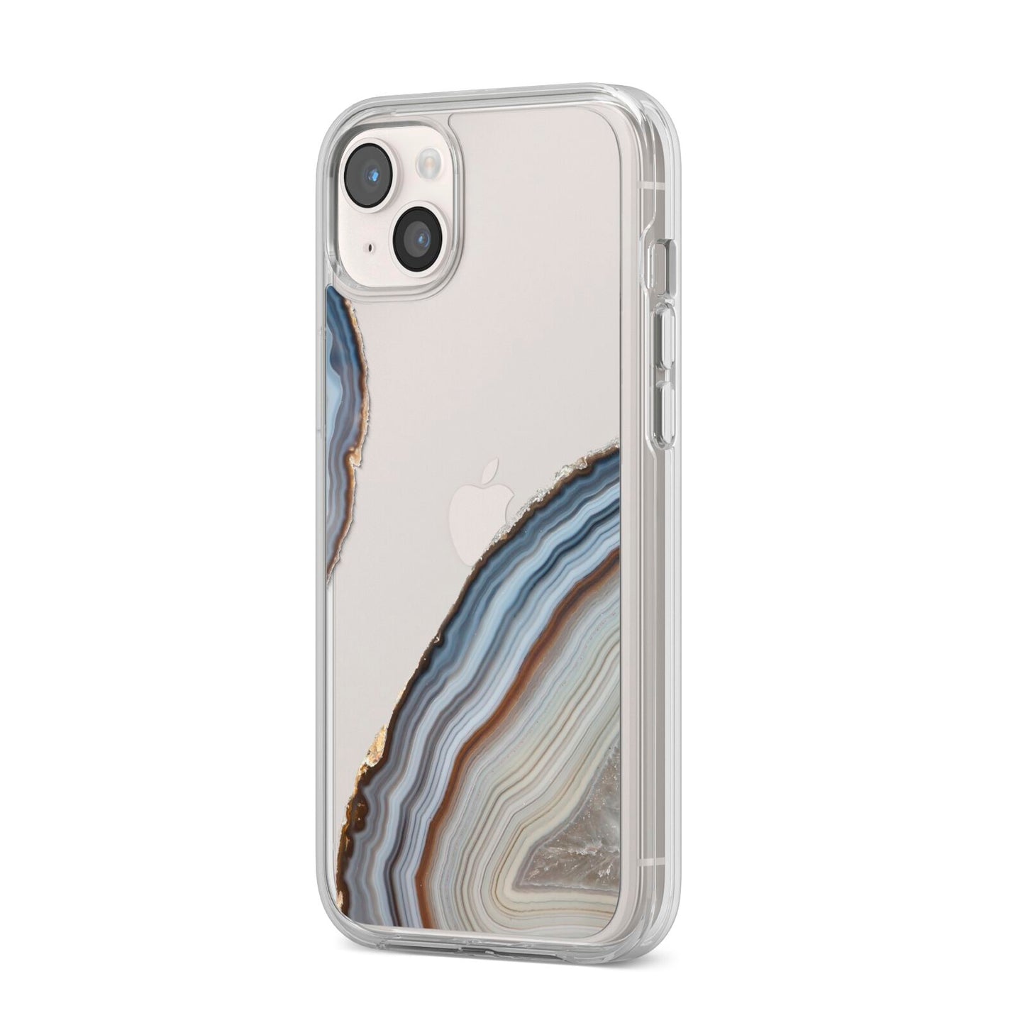 Agate Blue Grey iPhone 14 Plus Clear Tough Case Starlight Angled Image