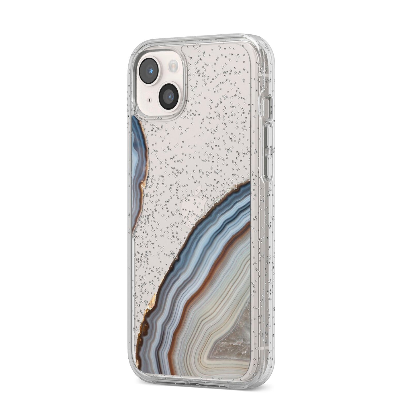 Agate Blue Grey iPhone 14 Plus Glitter Tough Case Starlight Angled Image