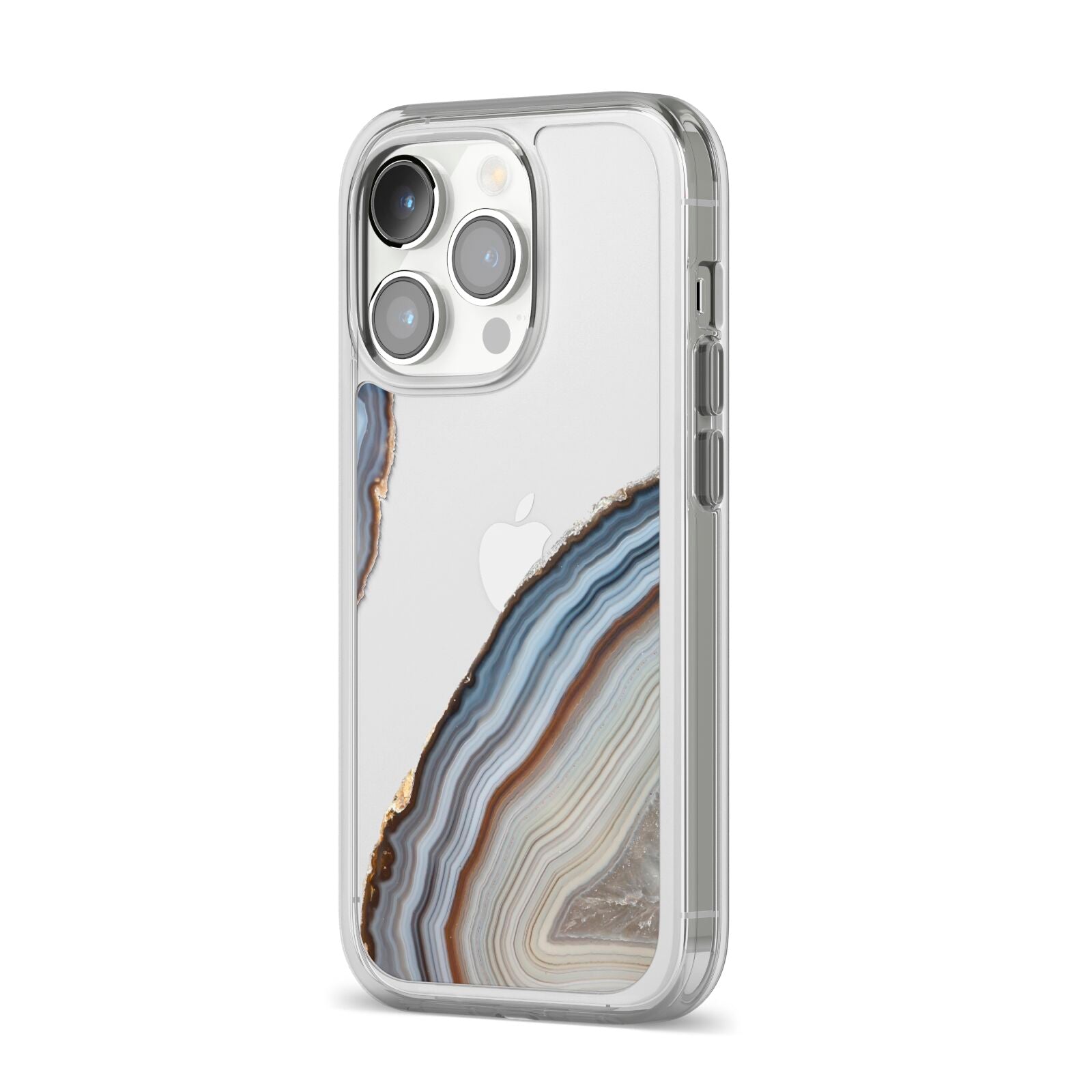 Agate Blue Grey iPhone 14 Pro Clear Tough Case Silver Angled Image