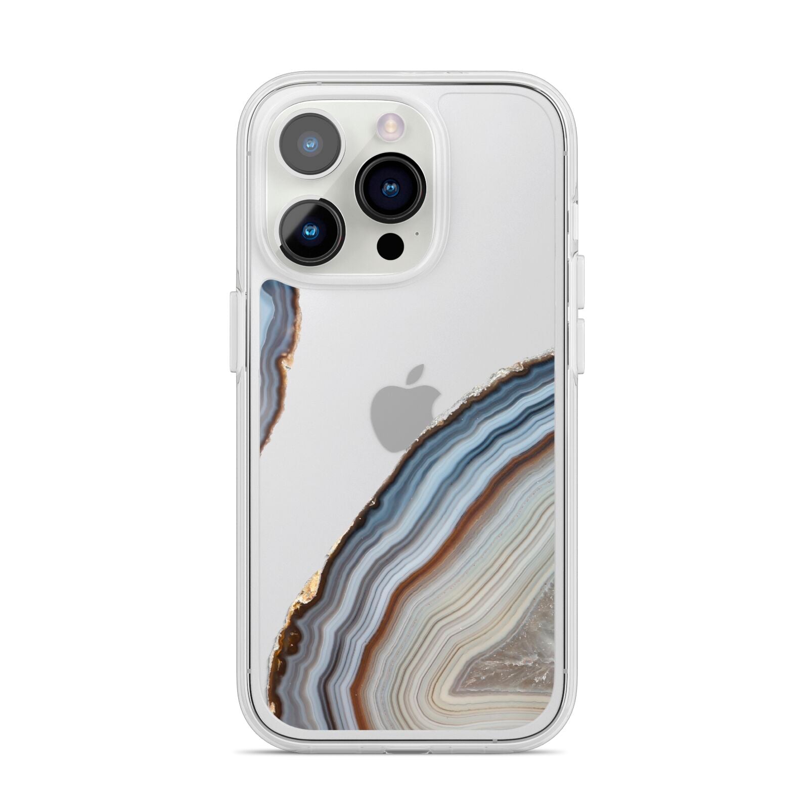 Agate Blue Grey iPhone 14 Pro Clear Tough Case Silver