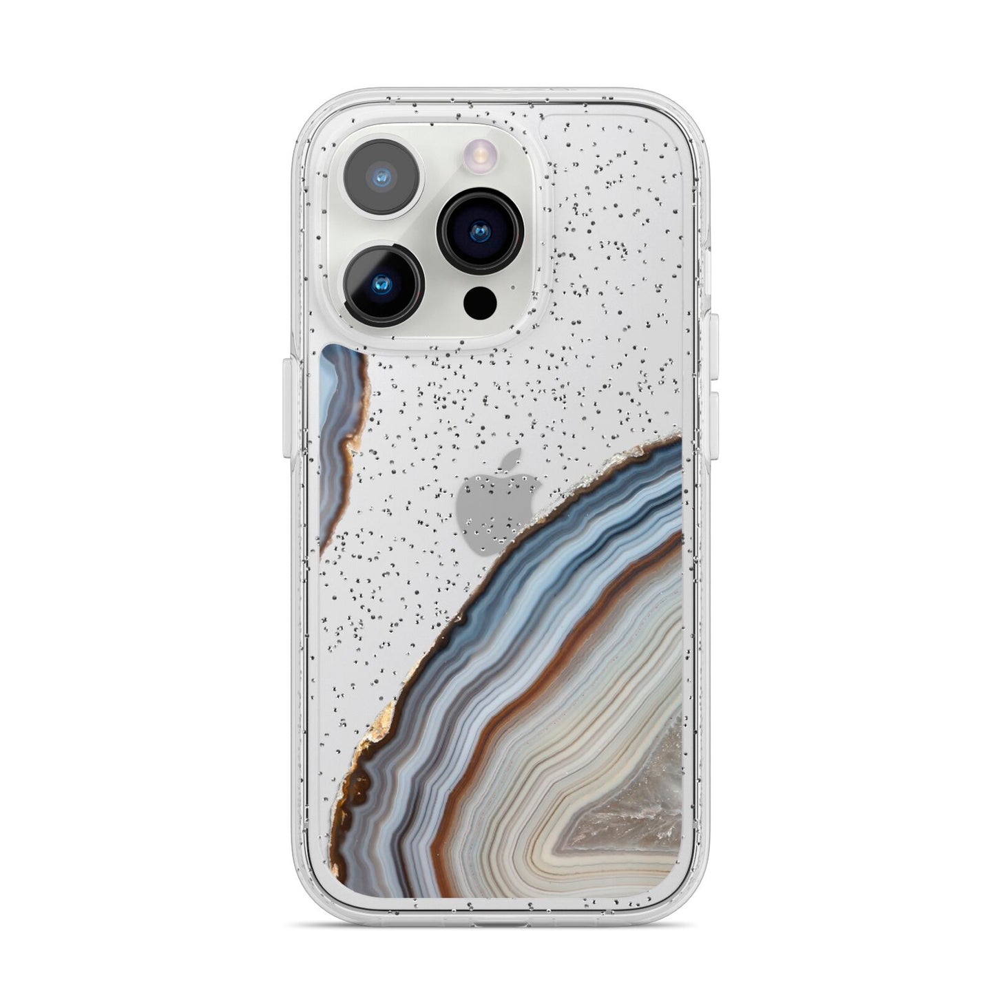 Agate Blue Grey iPhone 14 Pro Glitter Tough Case Silver