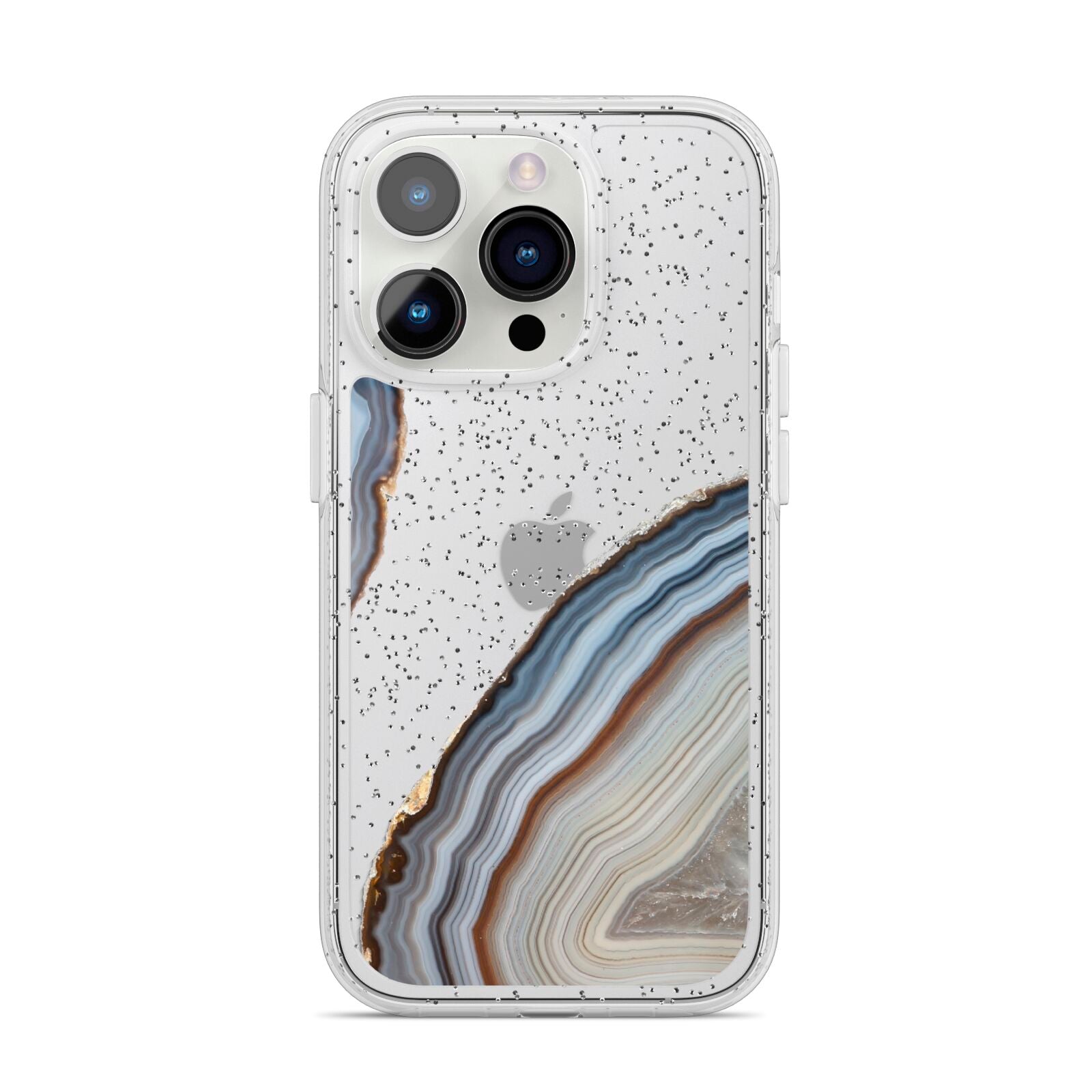 Agate Blue Grey iPhone 14 Pro Glitter Tough Case Silver