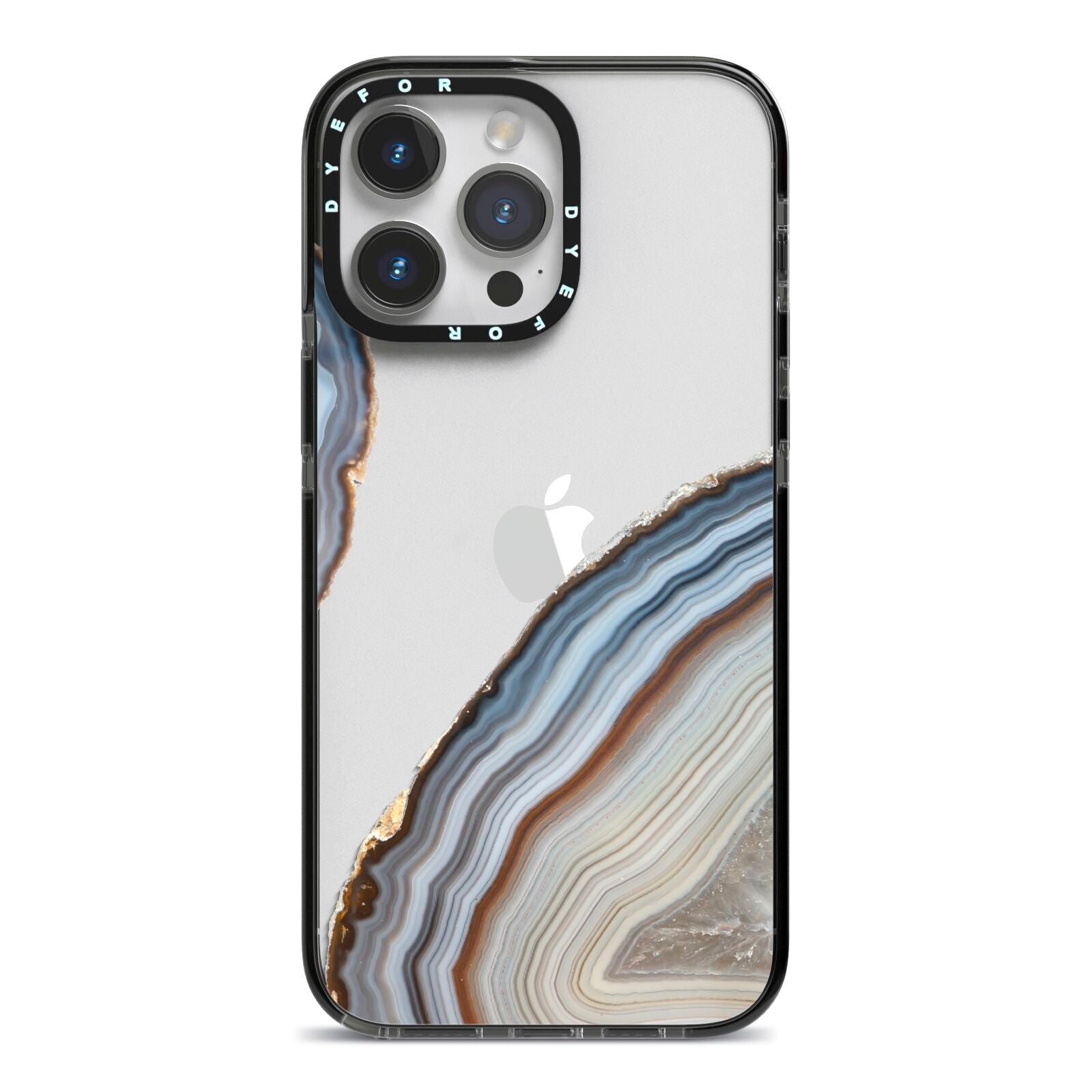 Agate Blue Grey iPhone 14 Pro Max Black Impact Case on Silver phone