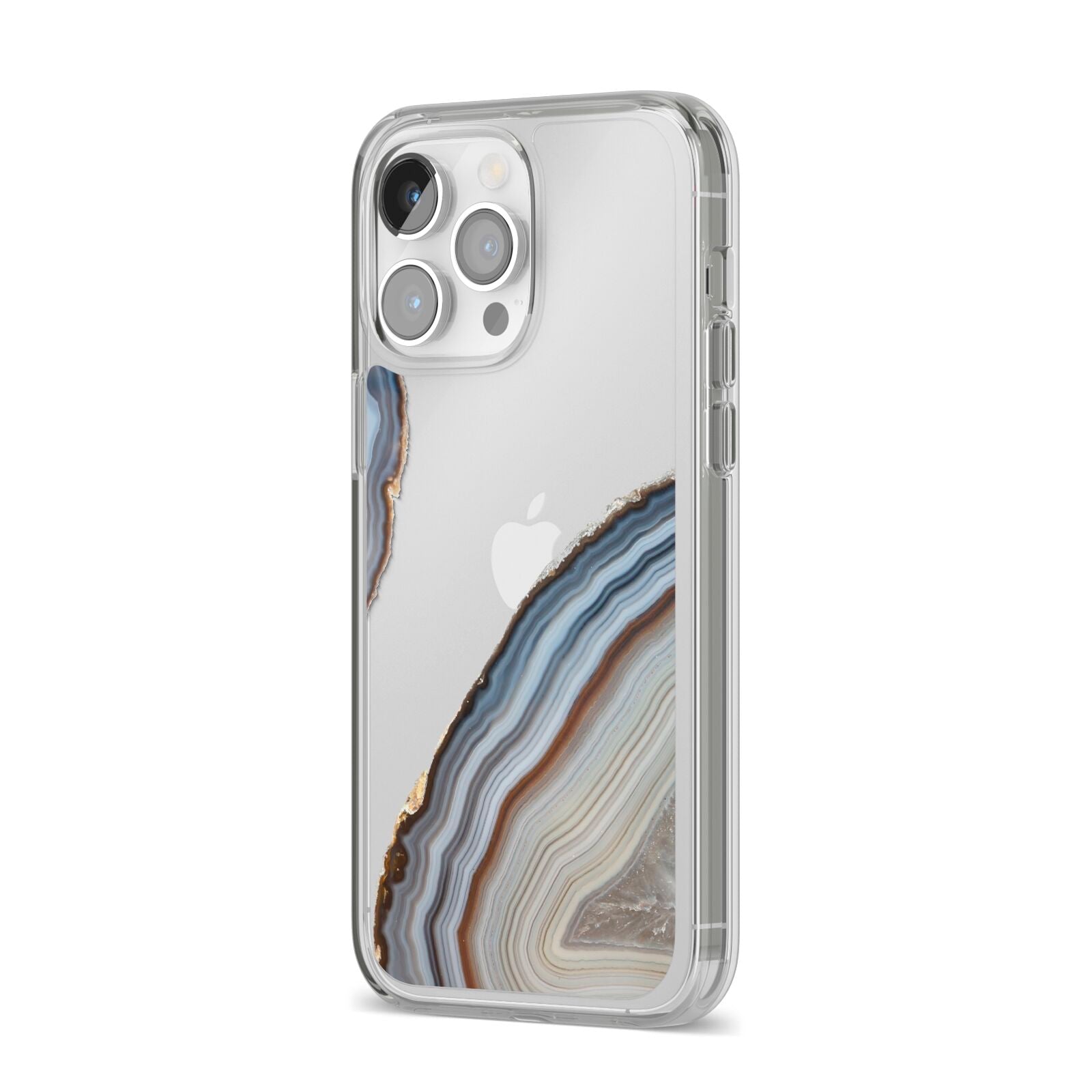 Agate Blue Grey iPhone 14 Pro Max Clear Tough Case Silver Angled Image