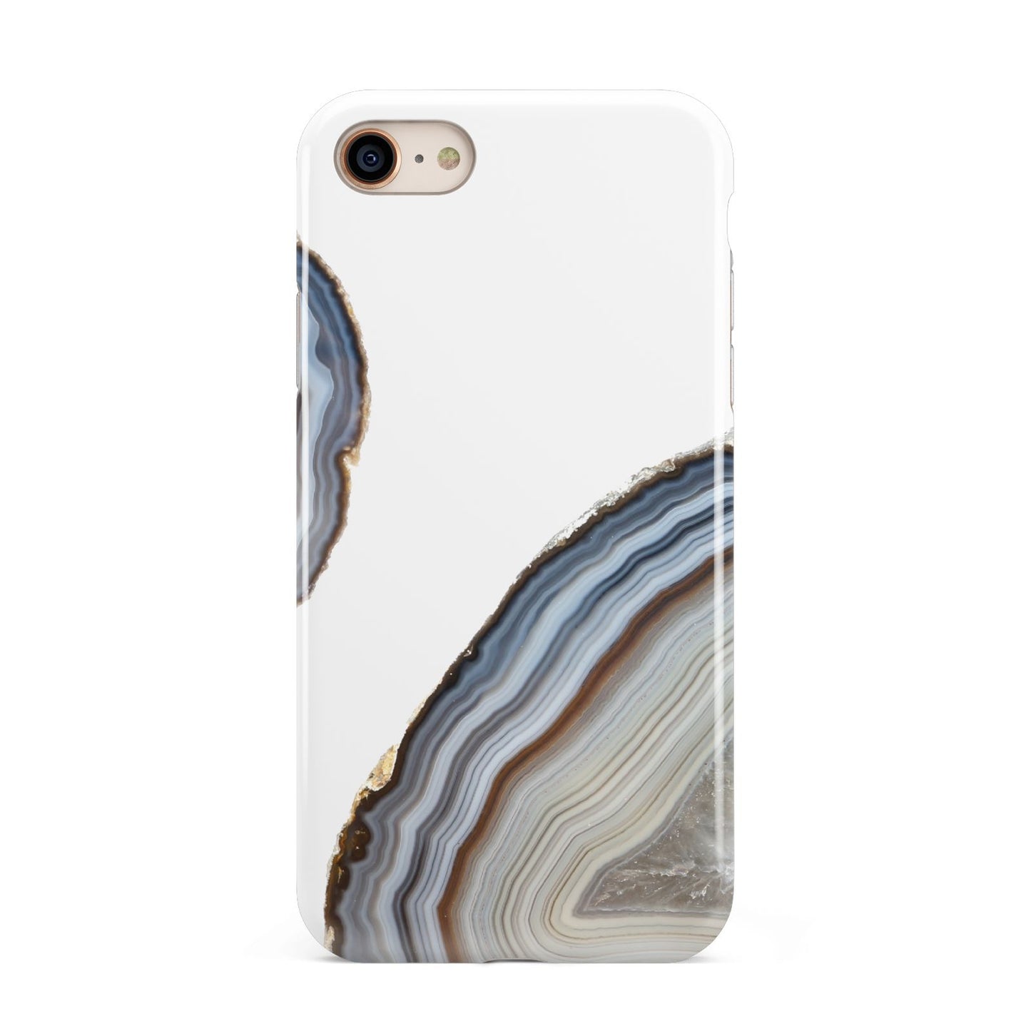 Agate Blue Grey iPhone 8 3D Tough Case on Gold Phone