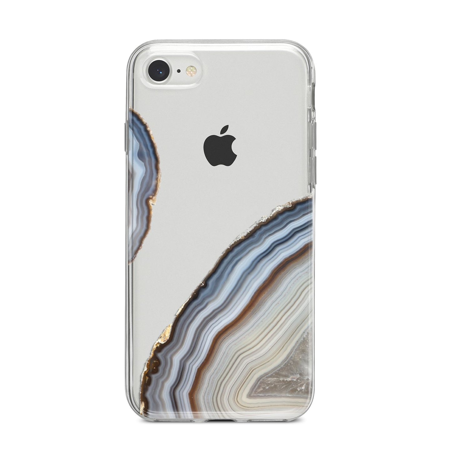 Agate Blue Grey iPhone 8 Bumper Case on Silver iPhone