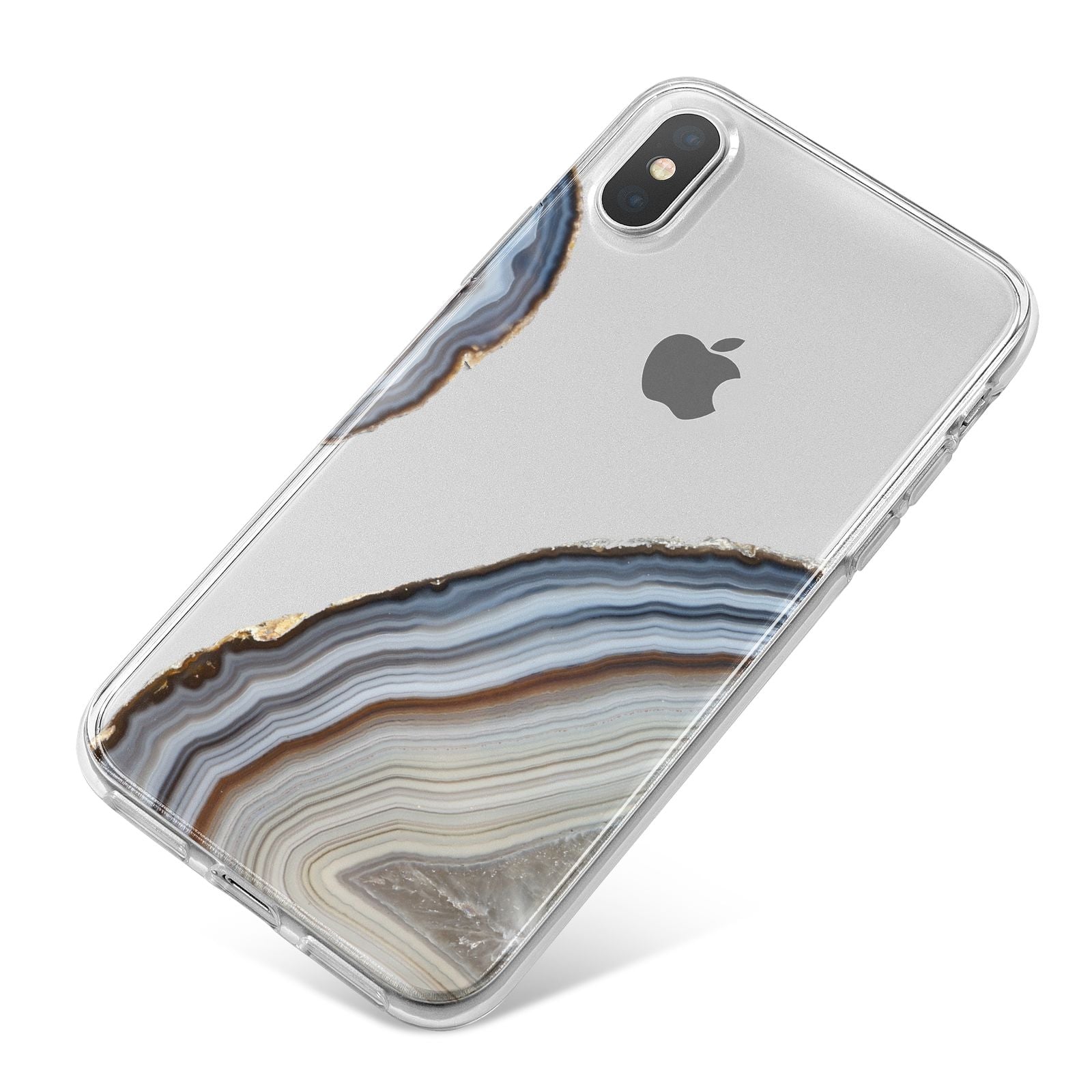 Agate Blue Grey iPhone X Bumper Case on Silver iPhone