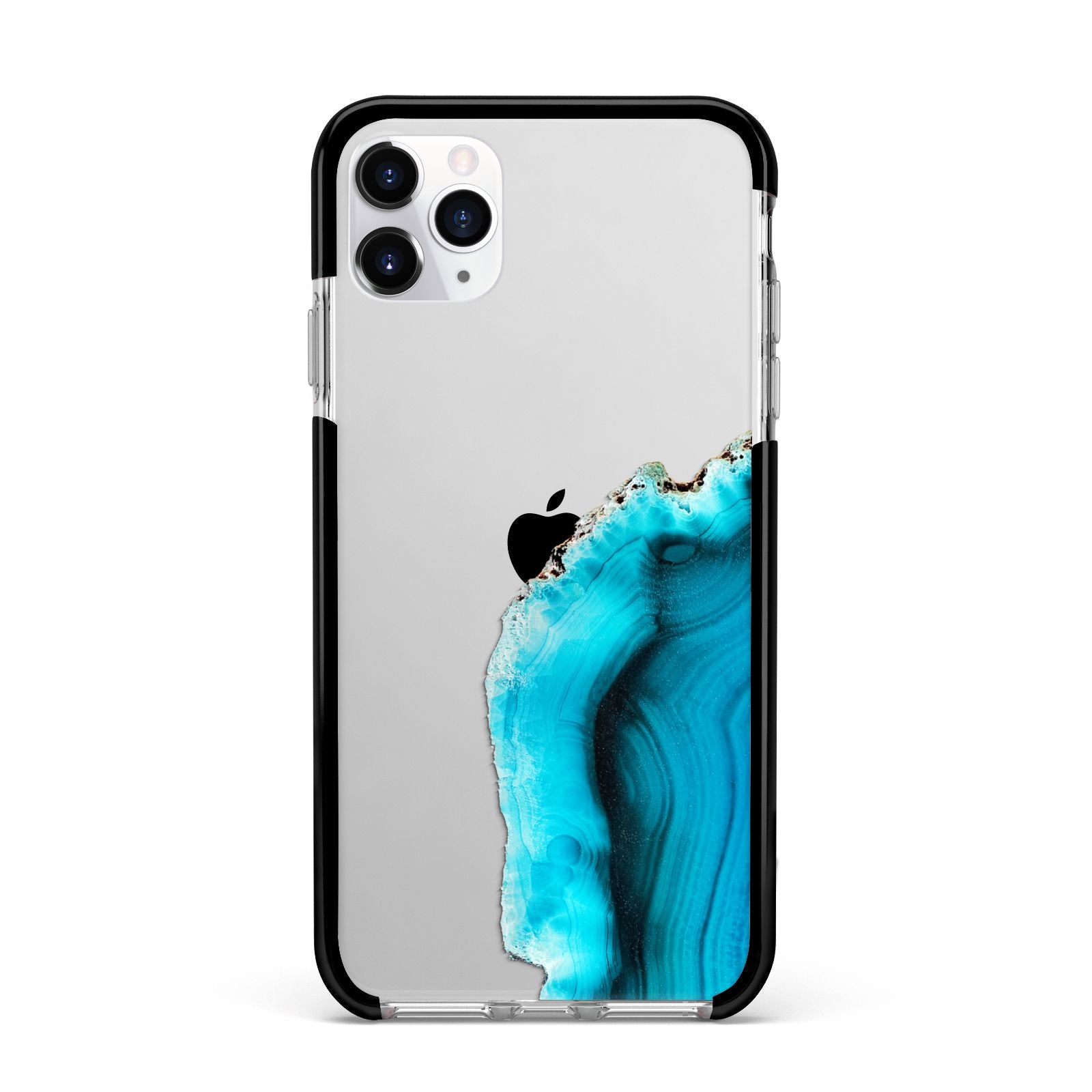 Agate Blue Turquoise Apple iPhone 11 Pro Max in Silver with Black Impact Case