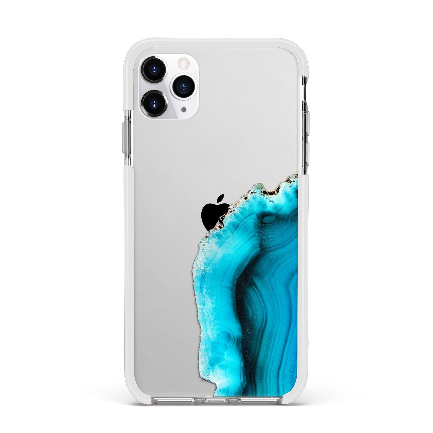 Agate Blue Turquoise Apple iPhone 11 Pro Max in Silver with White Impact Case