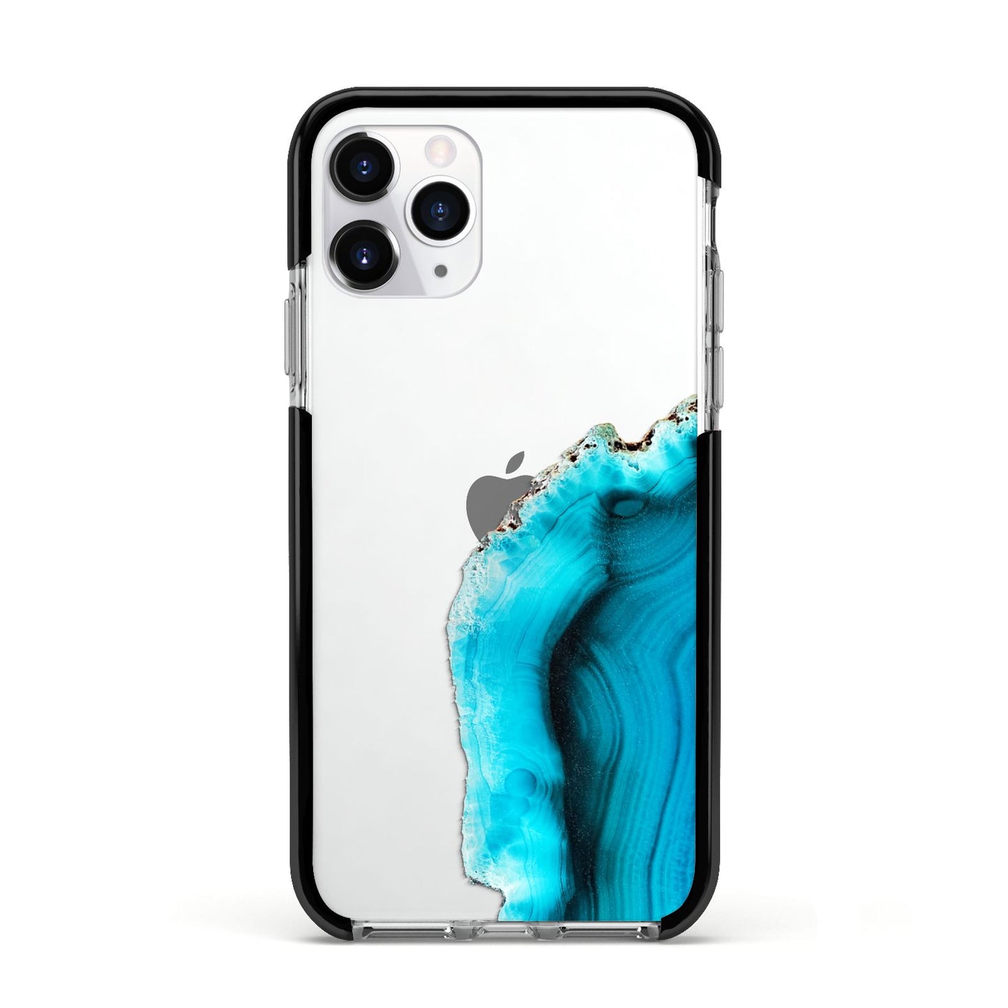 Agate Blue Turquoise Apple iPhone 11 Pro in Silver with Black Impact Case