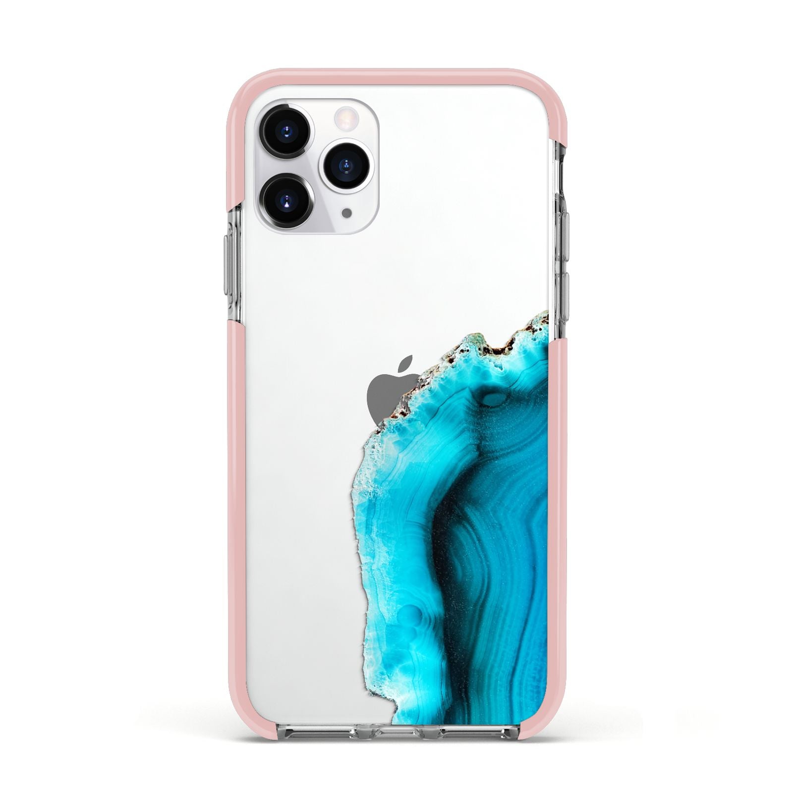 Agate Blue Turquoise Apple iPhone 11 Pro in Silver with Pink Impact Case