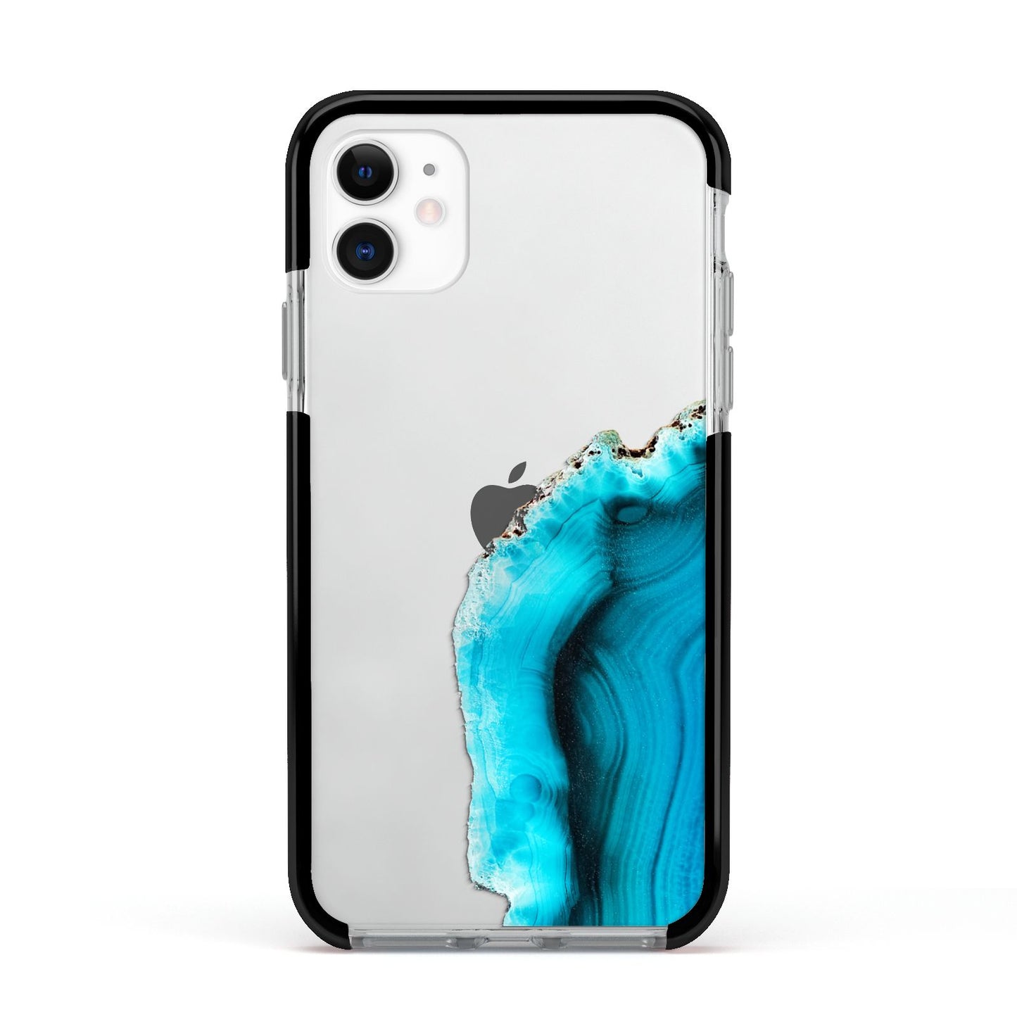 Agate Blue Turquoise Apple iPhone 11 in White with Black Impact Case