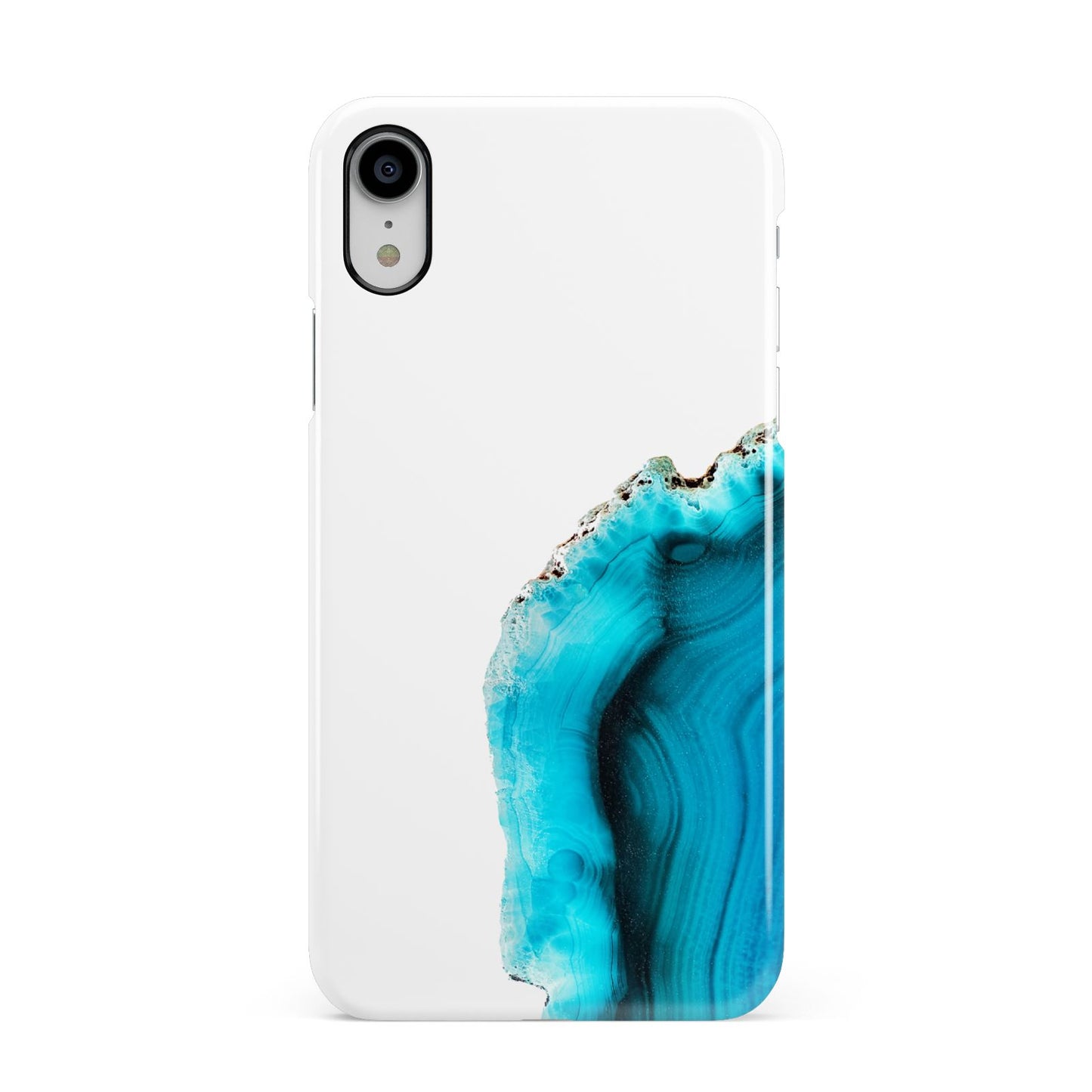 Agate Blue Turquoise Apple iPhone XR White 3D Snap Case