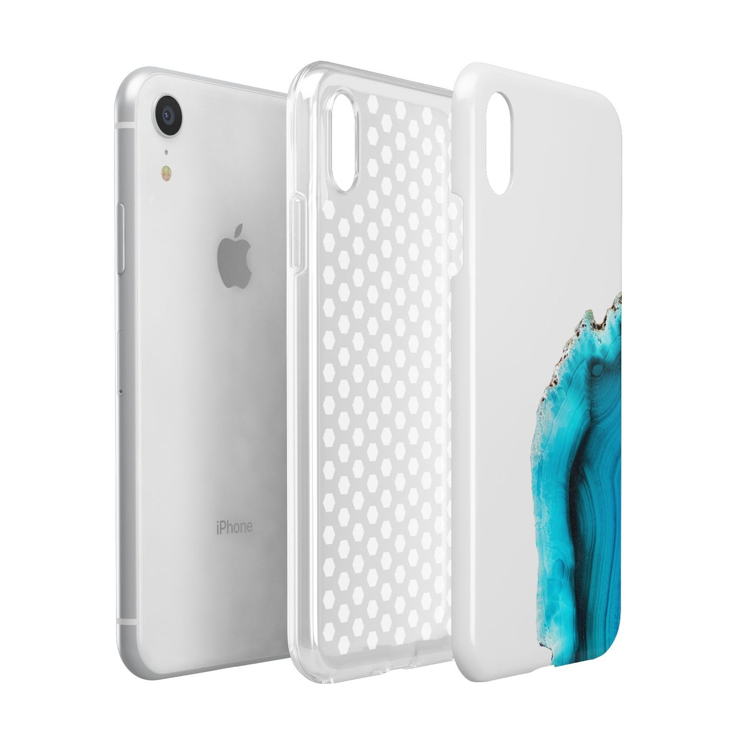 Agate Blue Turquoise Apple iPhone XR White 3D Tough Case Expanded view