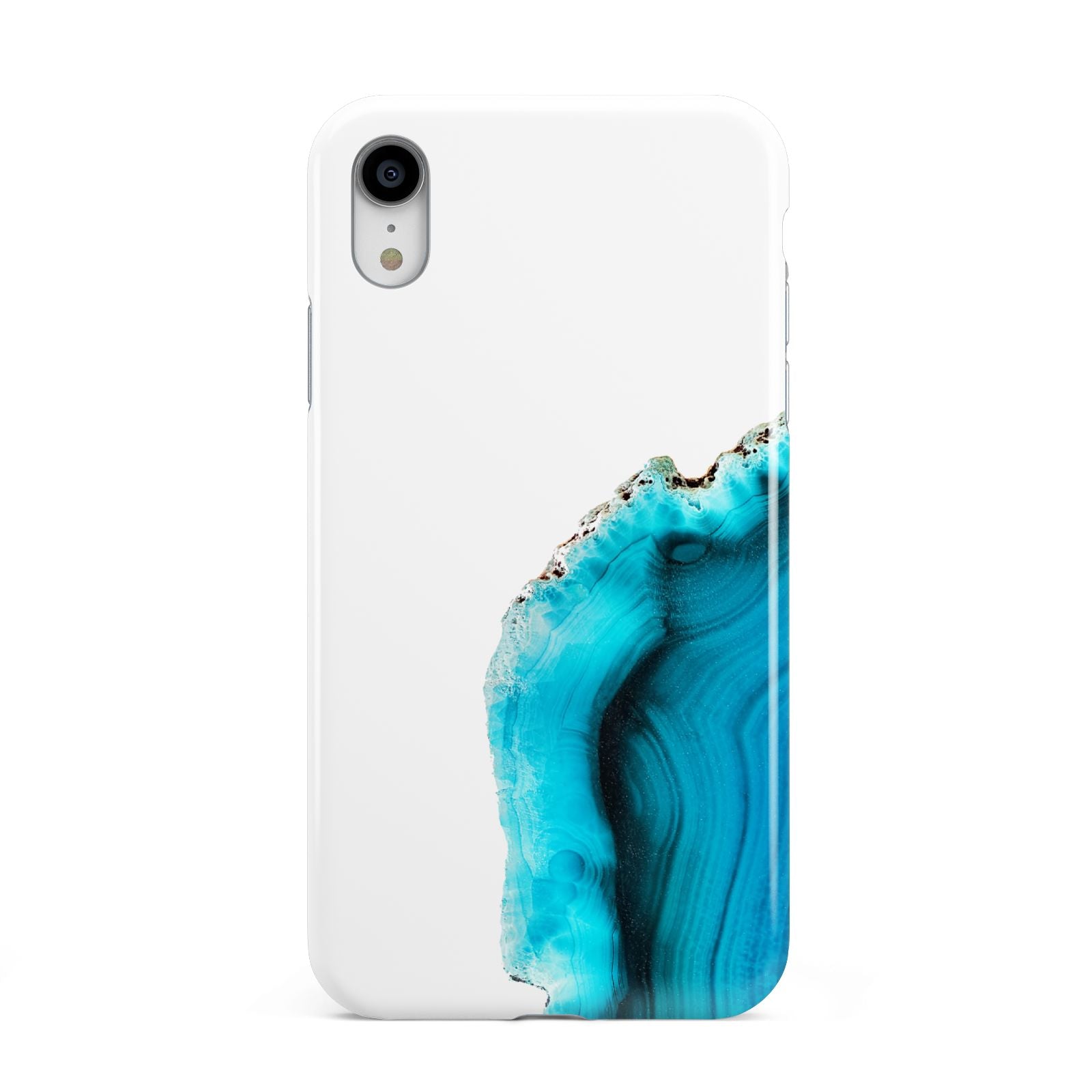 Agate Blue Turquoise Apple iPhone XR White 3D Tough Case